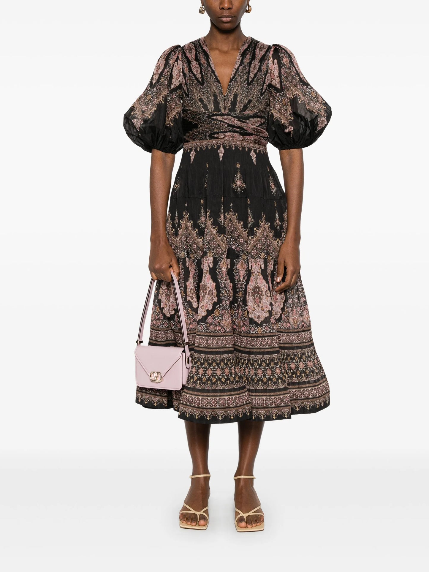 pleated midi dress