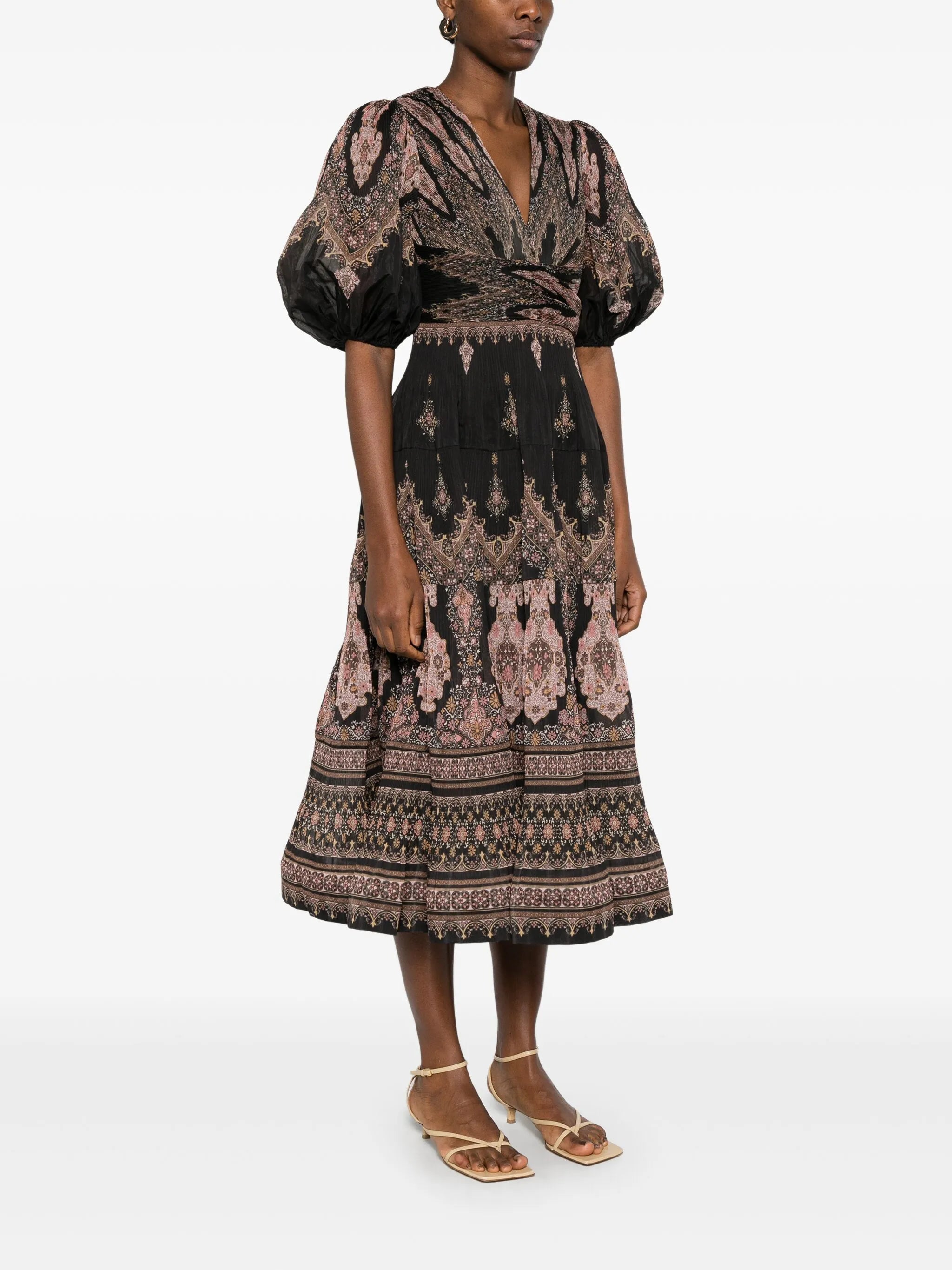 pleated midi dress