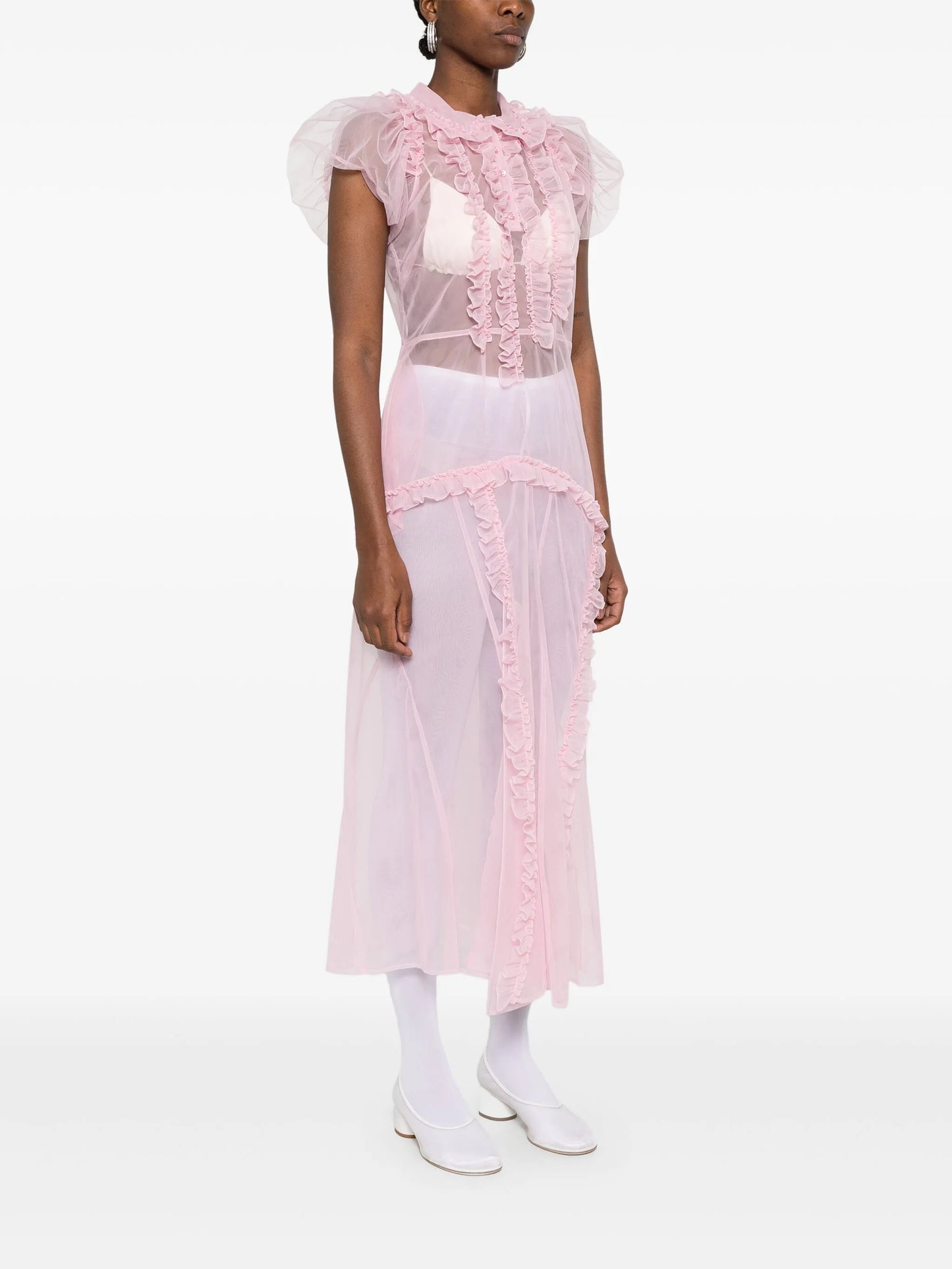 ruffled multi-seam maxi dress