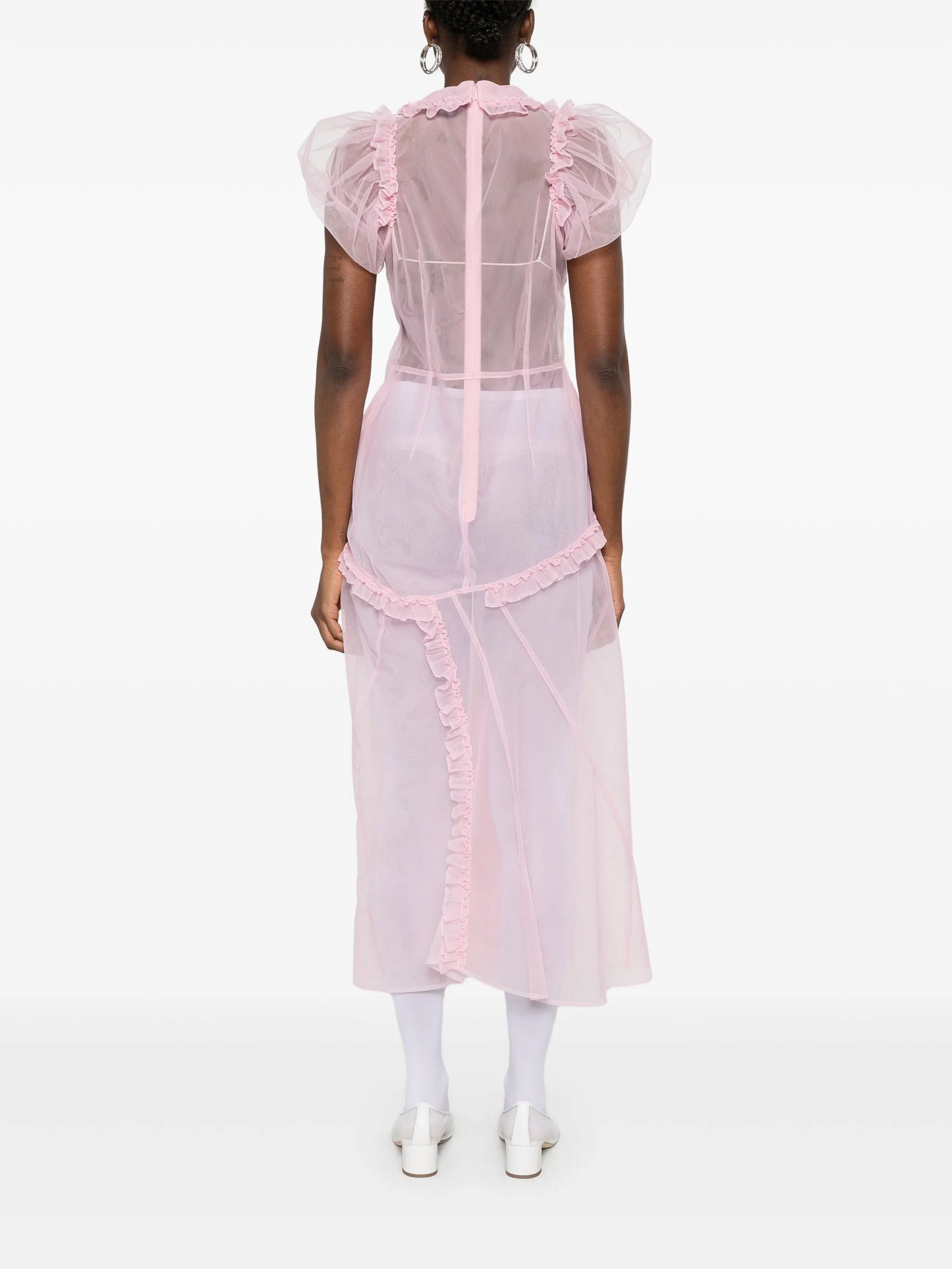 ruffled multi-seam maxi dress