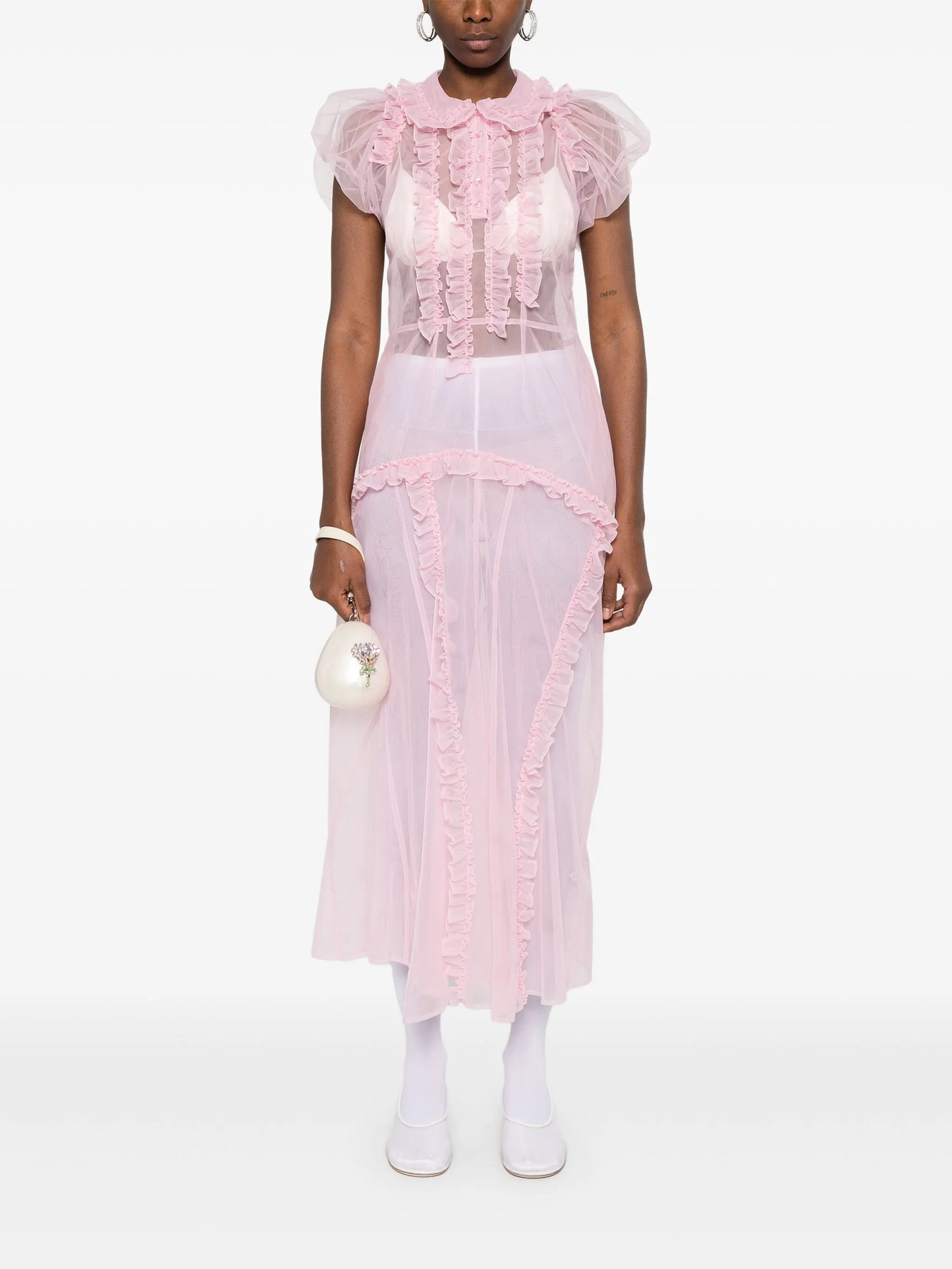 ruffled multi-seam maxi dress