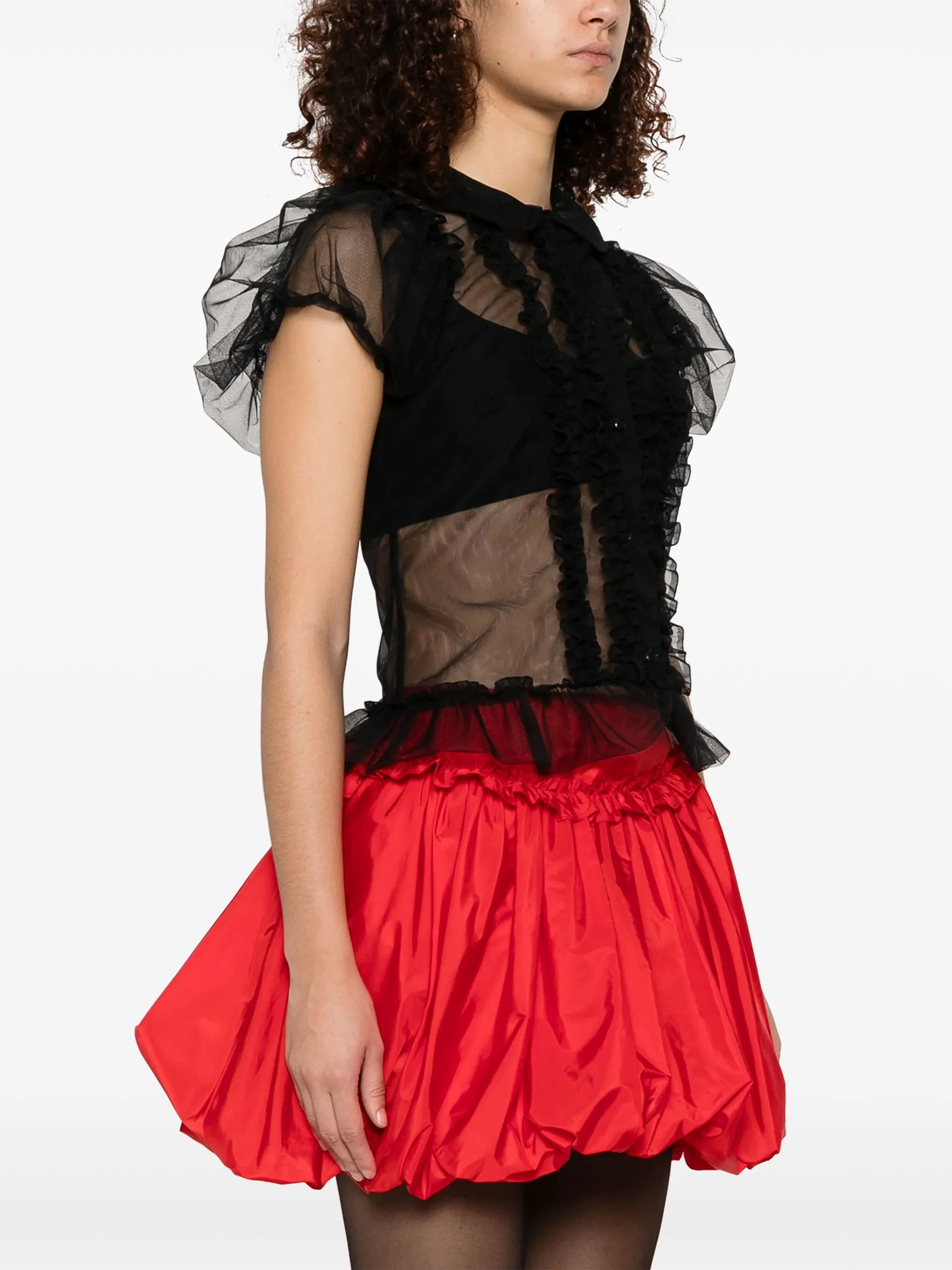 ruffled sheer blouse