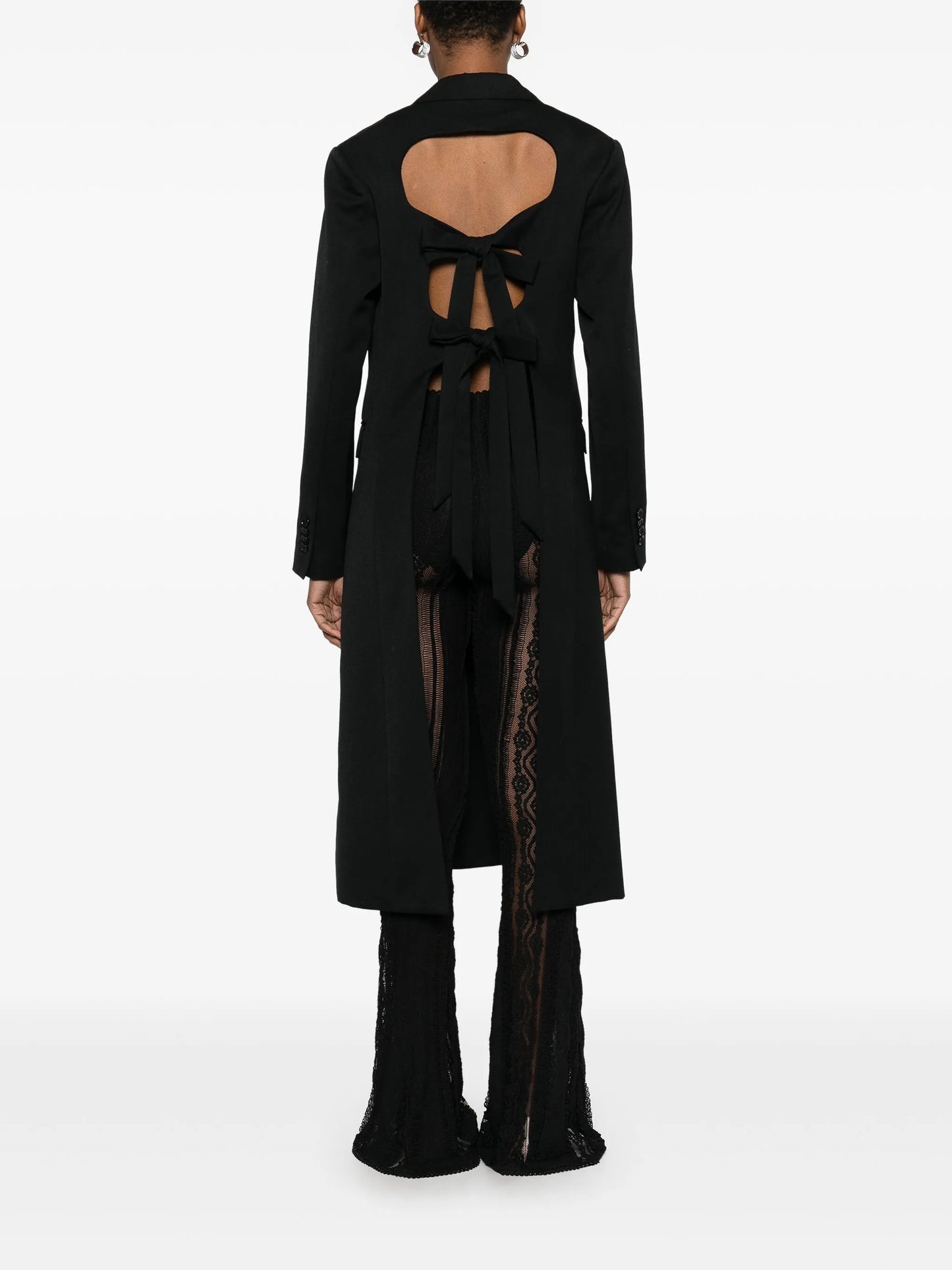 bow-detail cut-out coat