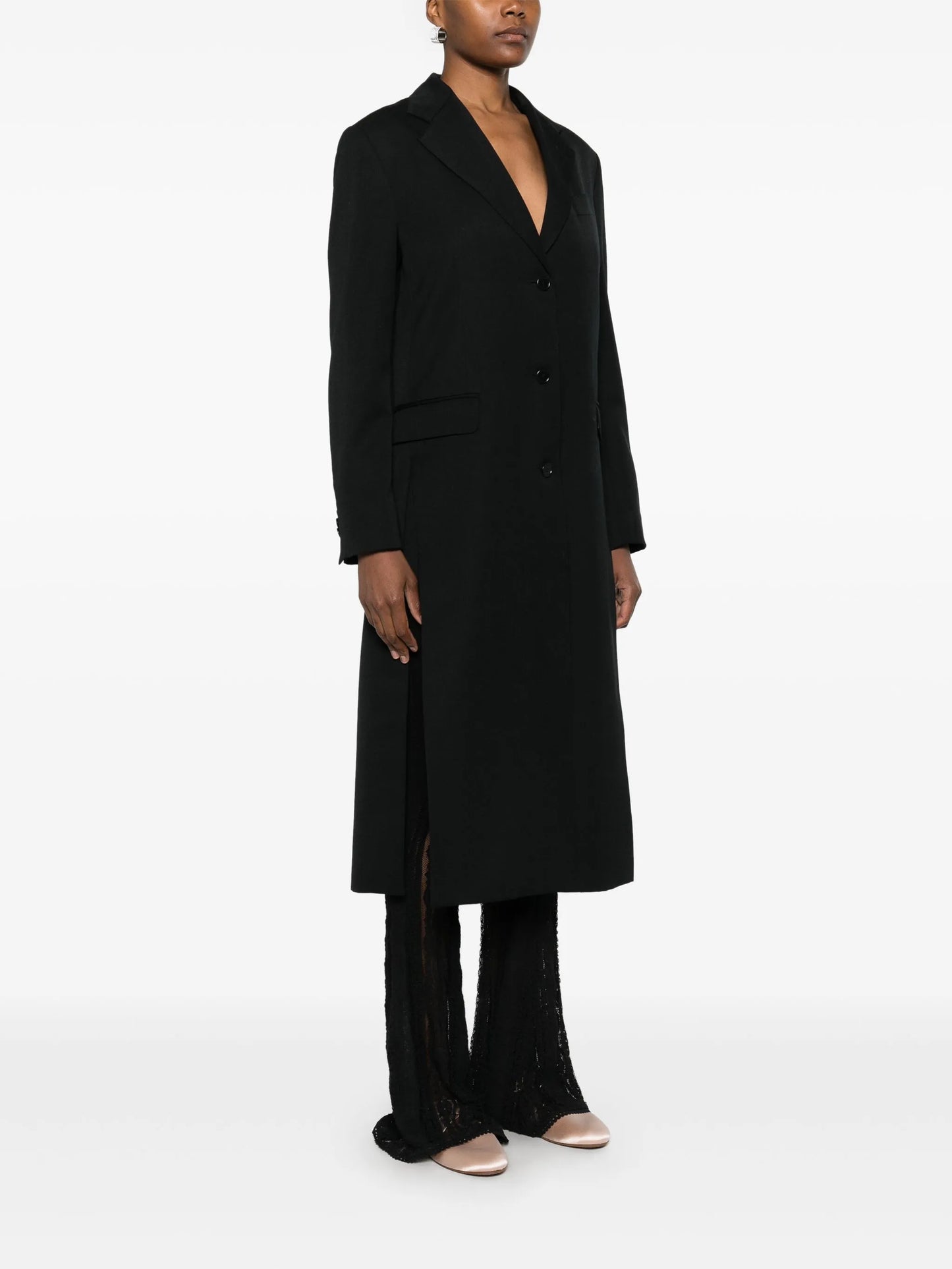bow-detail cut-out coat
