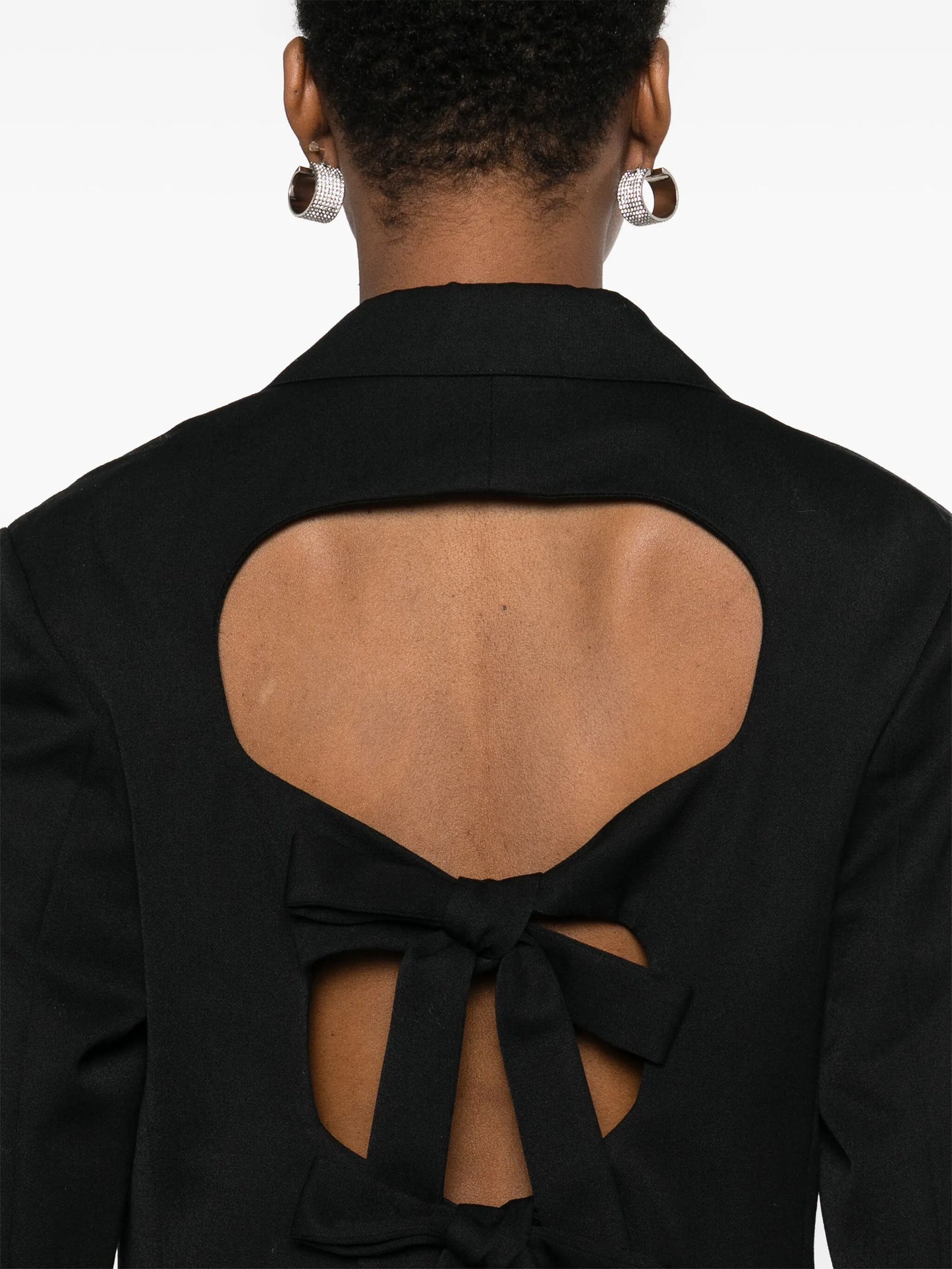 bow-detail cut-out coat