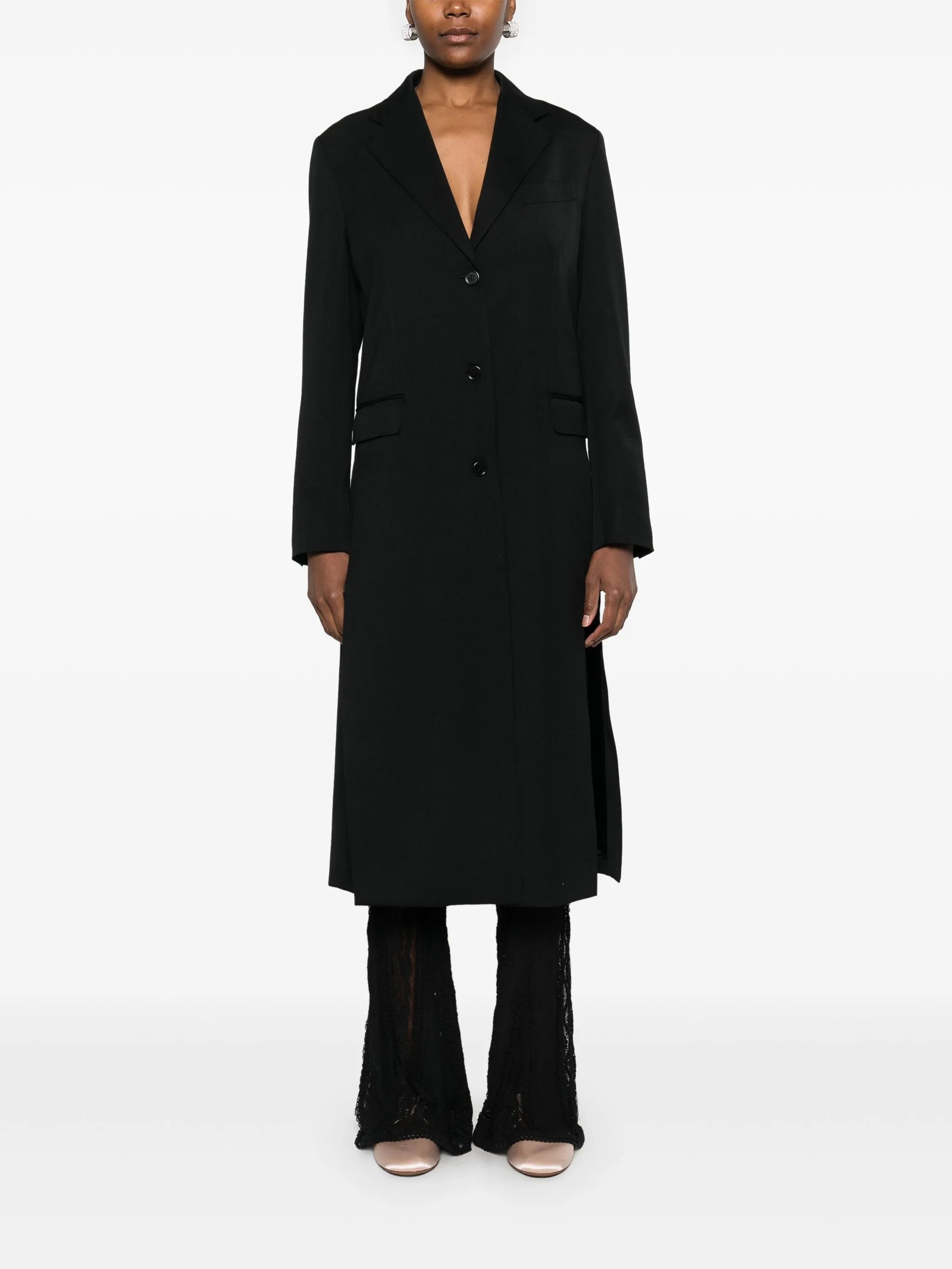 bow-detail cut-out coat
