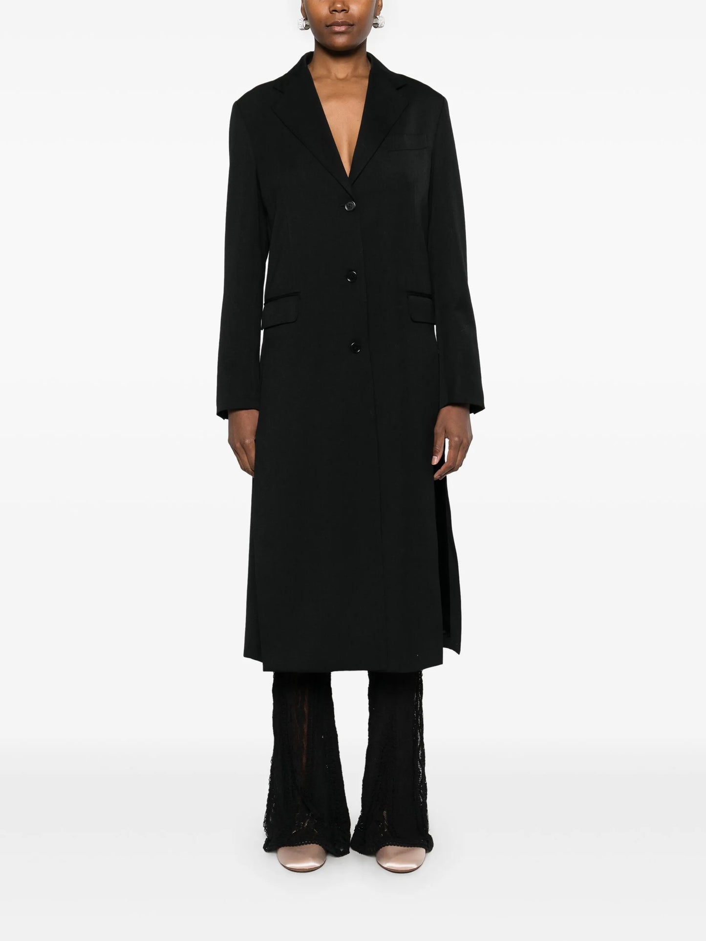 bow-detail cut-out coat