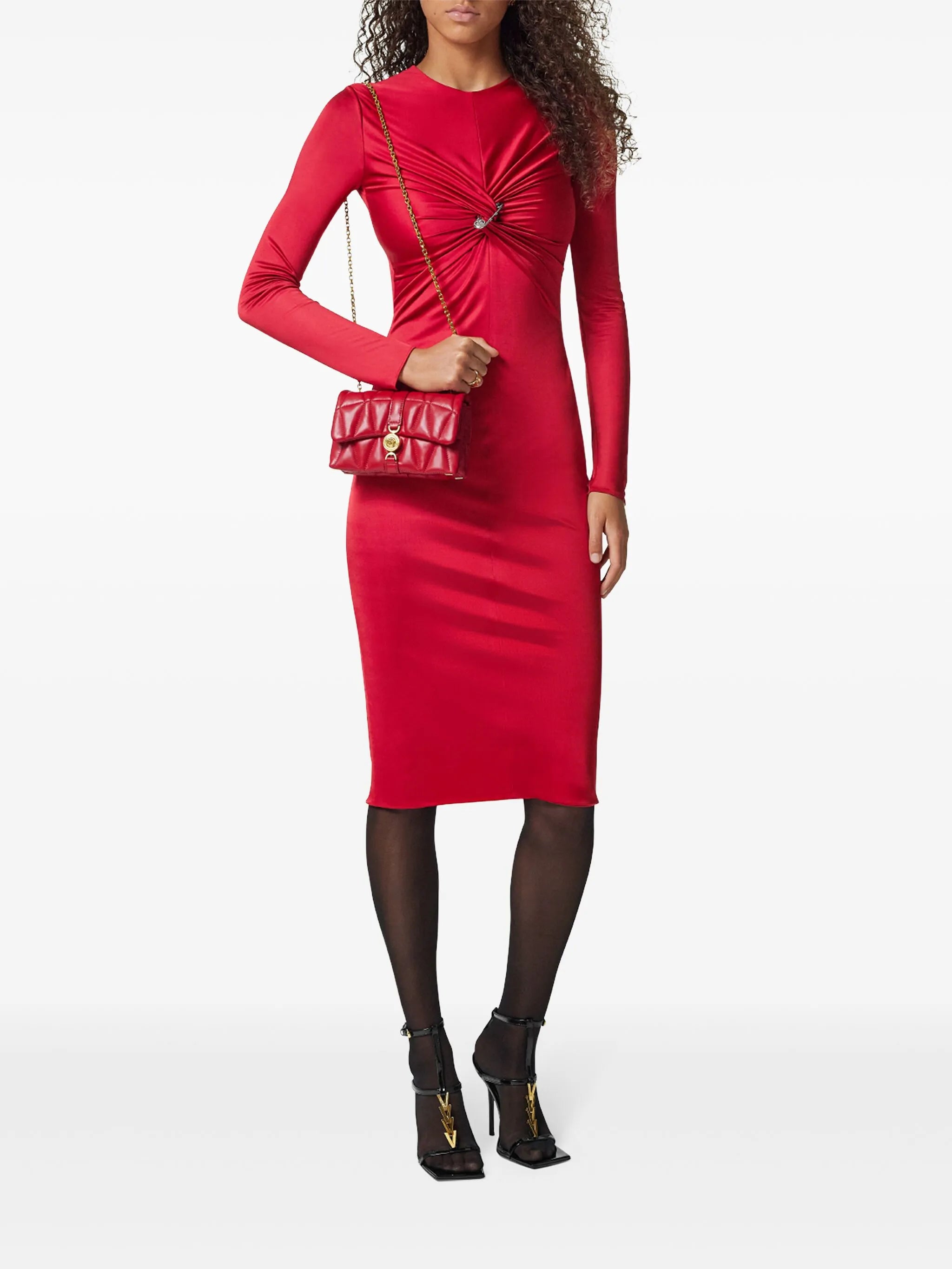 Safety Pin gathered midi dress