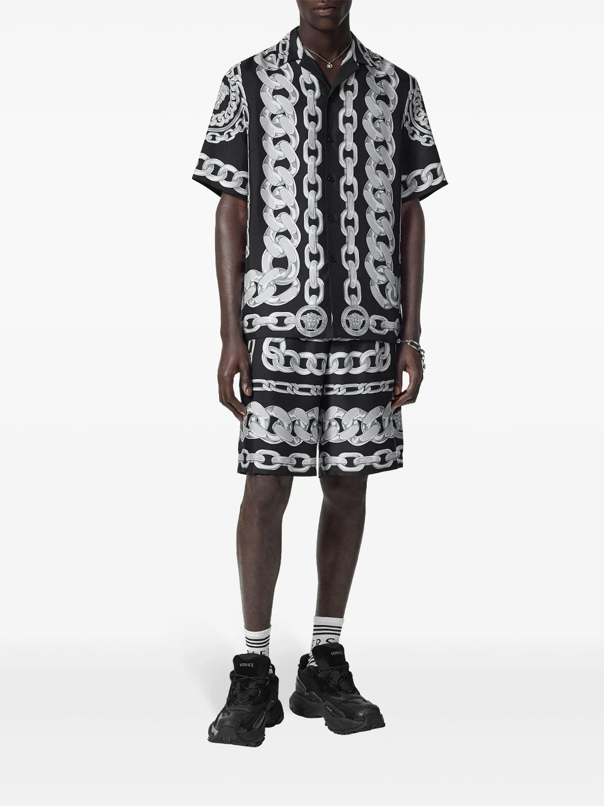 Medusa Chains silk shorts