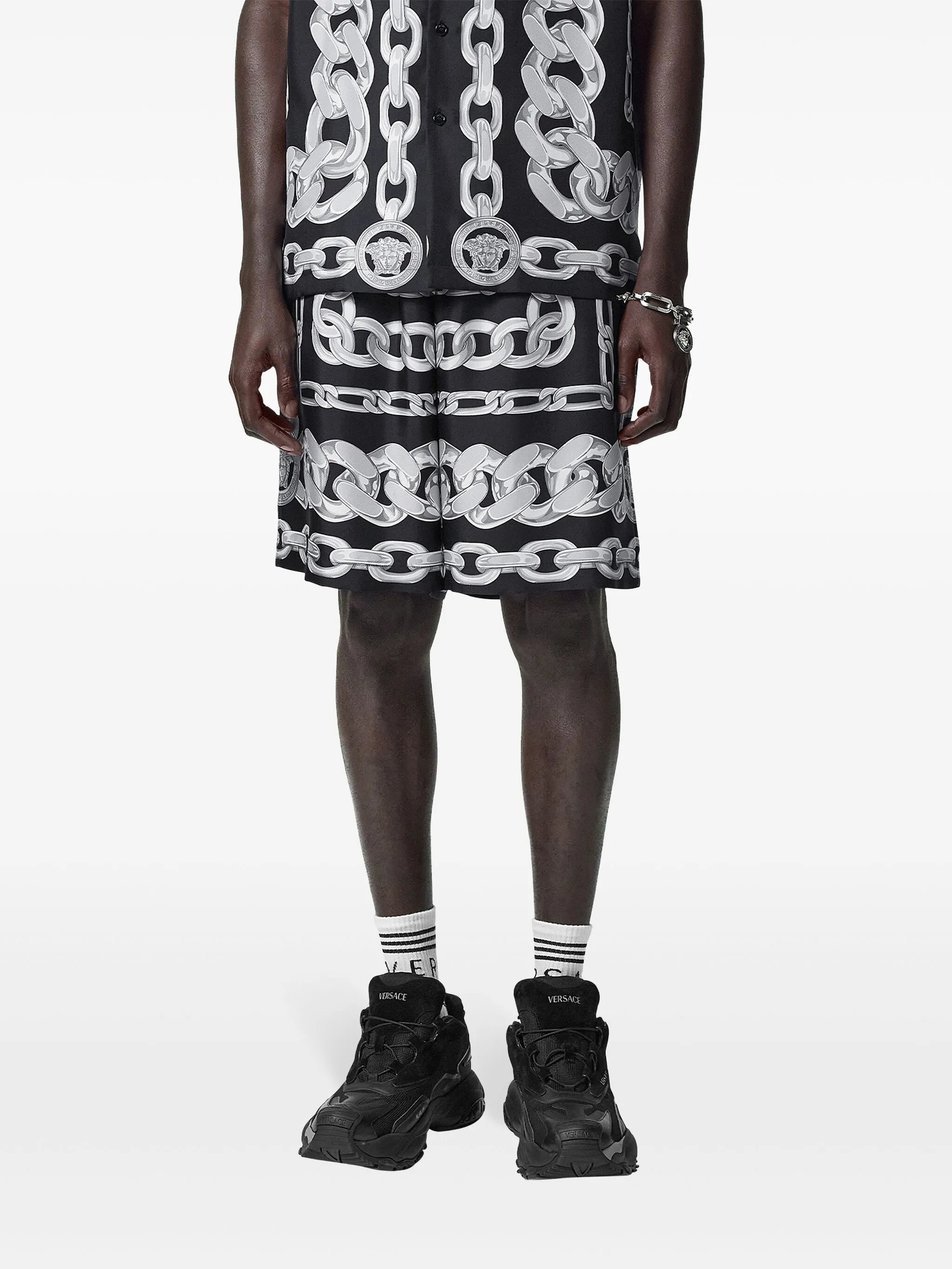 Medusa Chains silk shorts