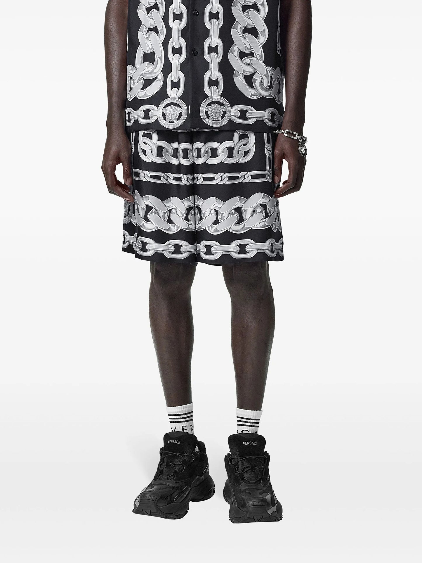 Medusa Chains silk shorts