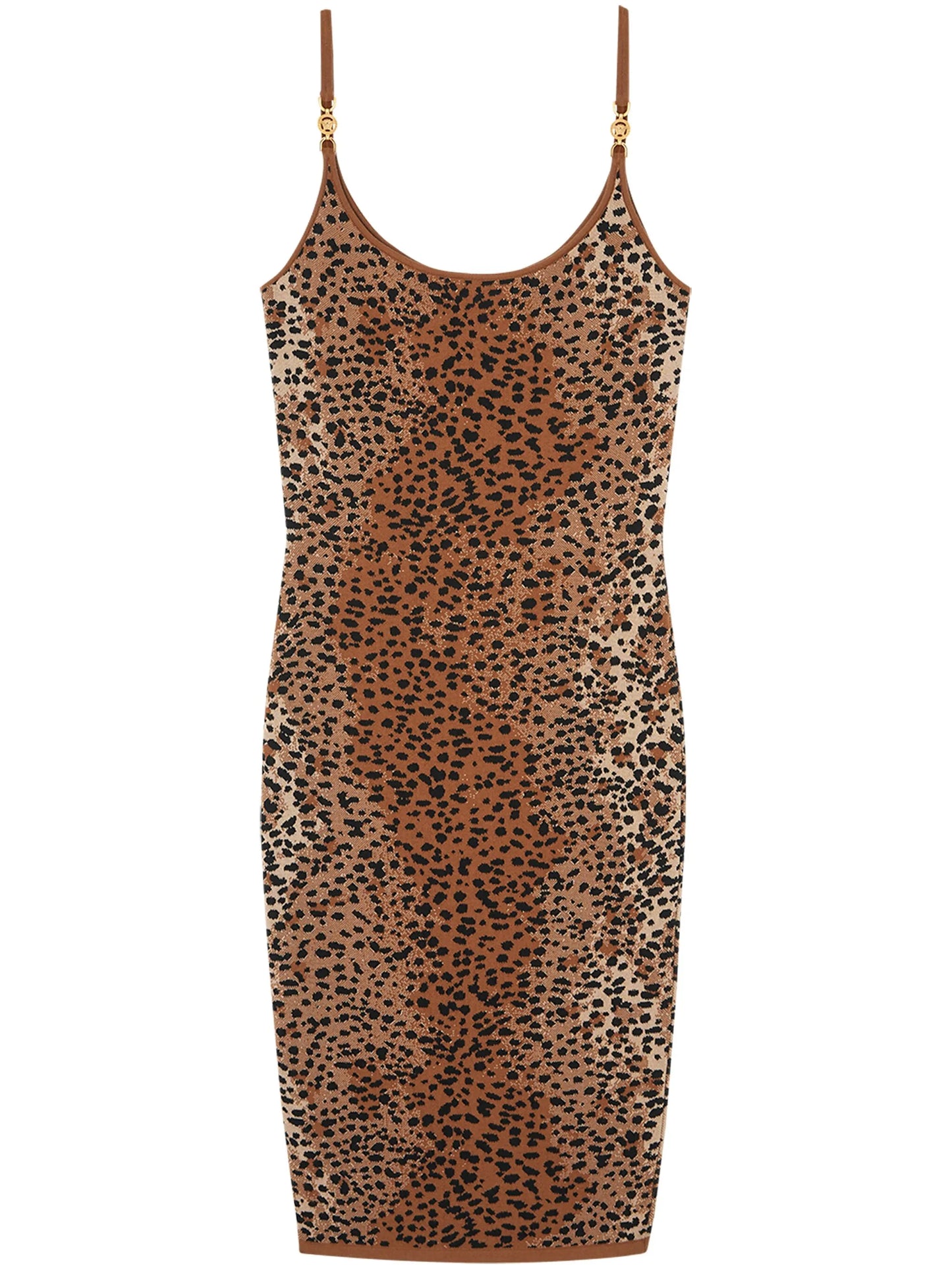 leopard-jacquard midi dress