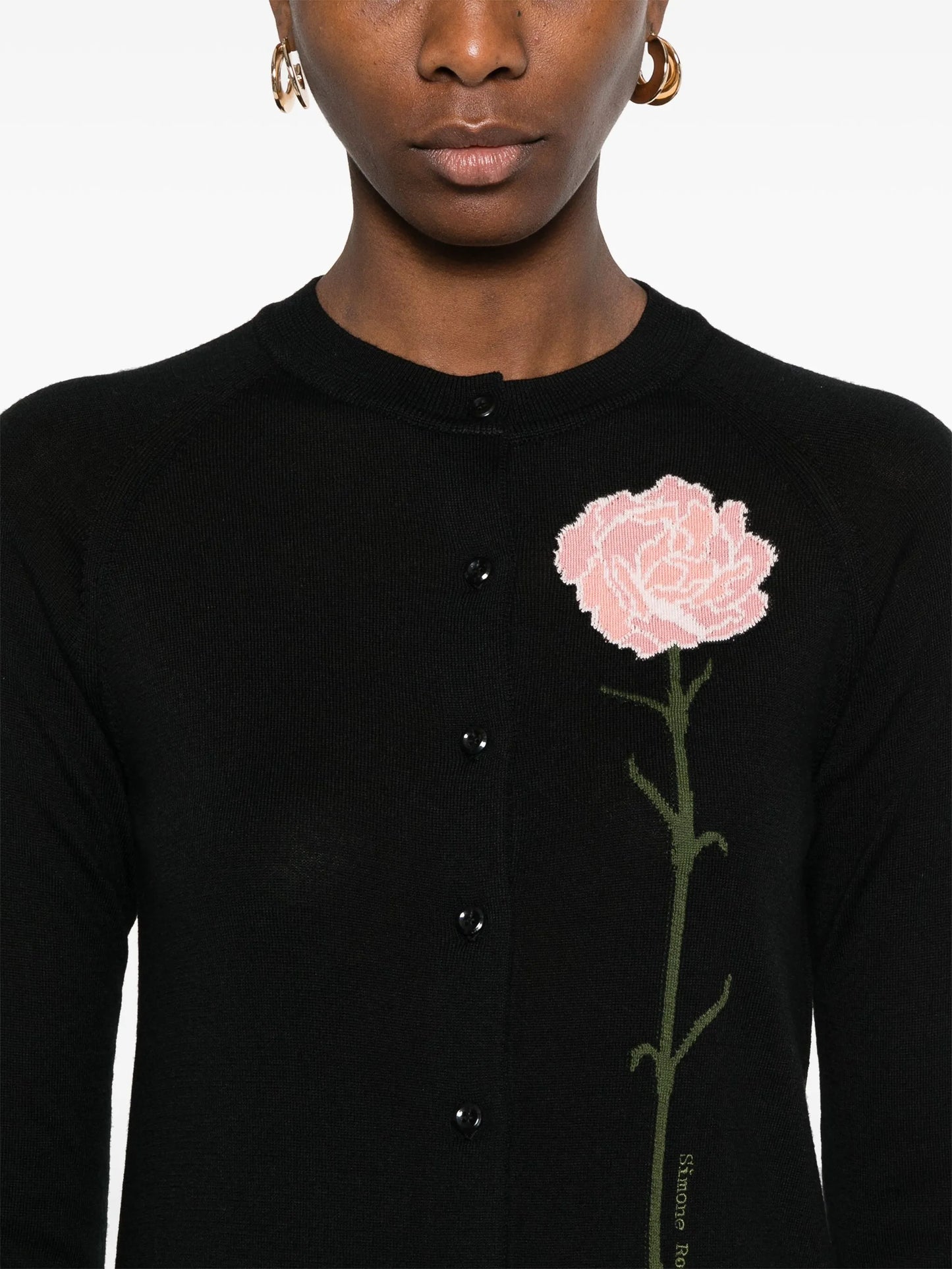carnation-jacquard cardigan
