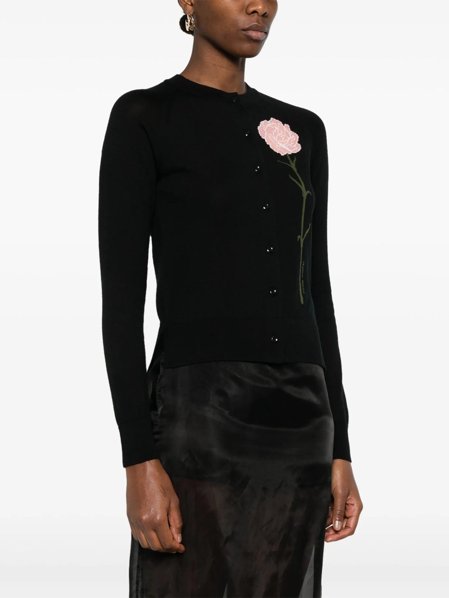 carnation-jacquard cardigan