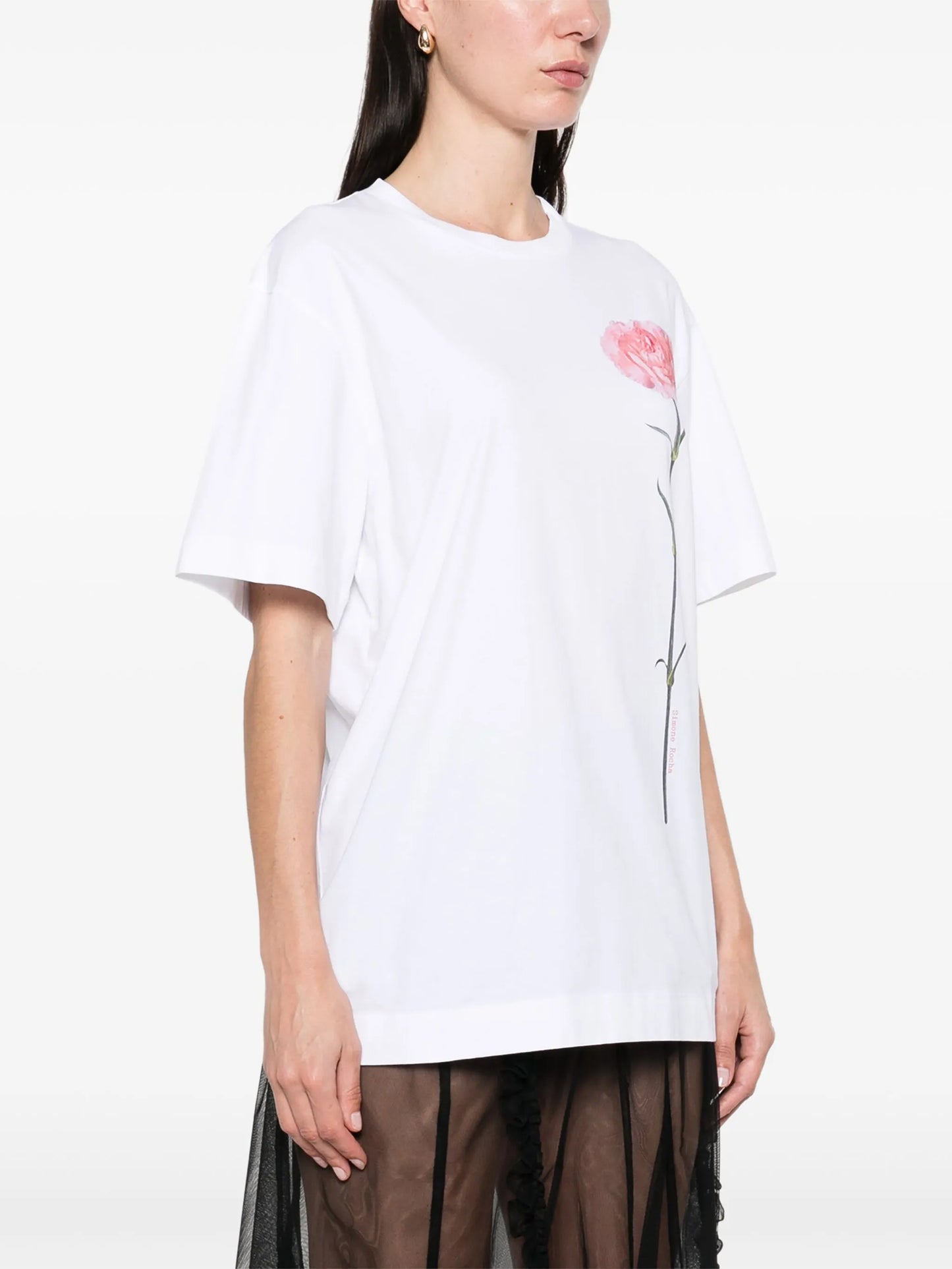 carnation-print T-shirt