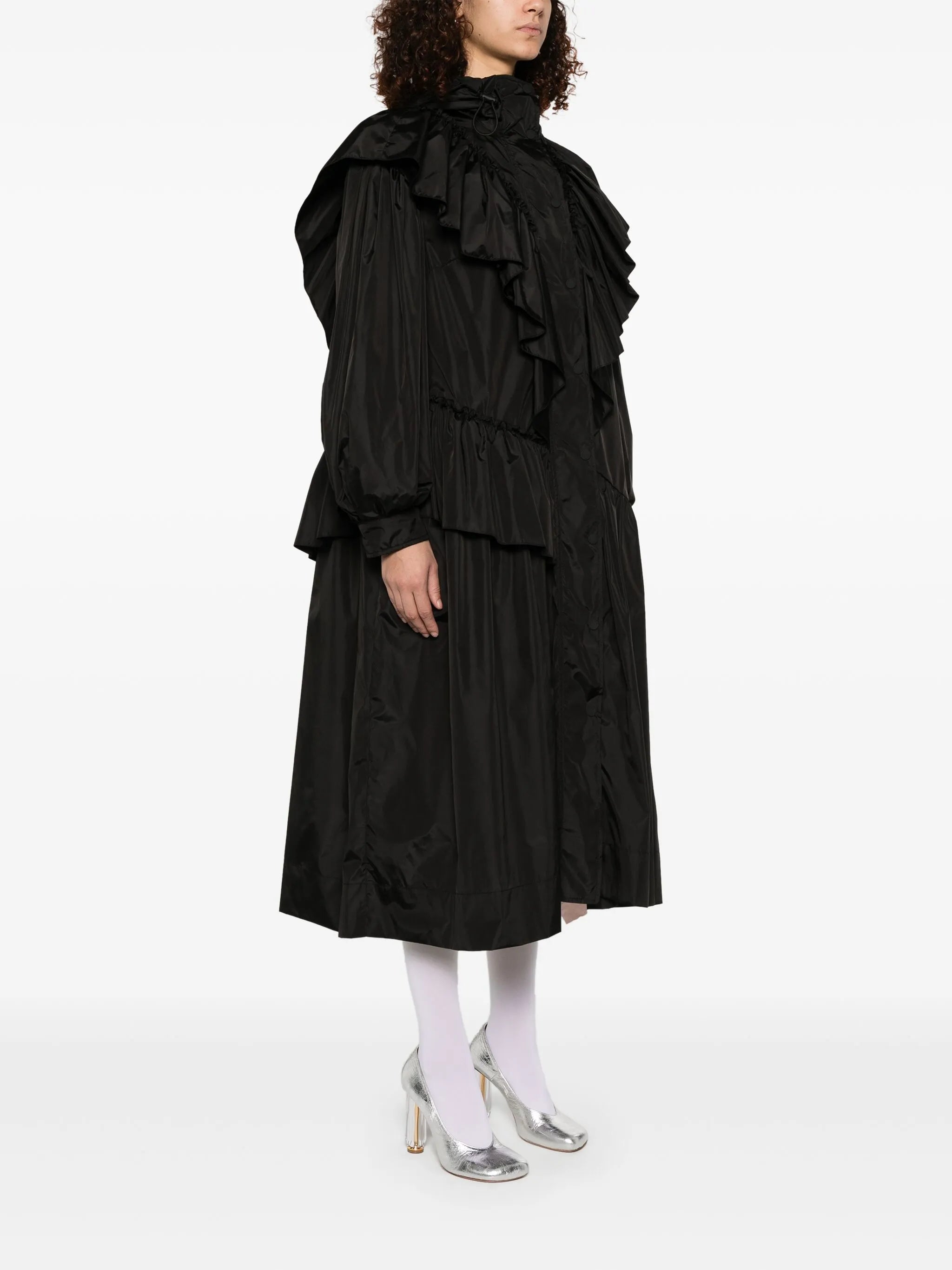 ruffle-detail coat
