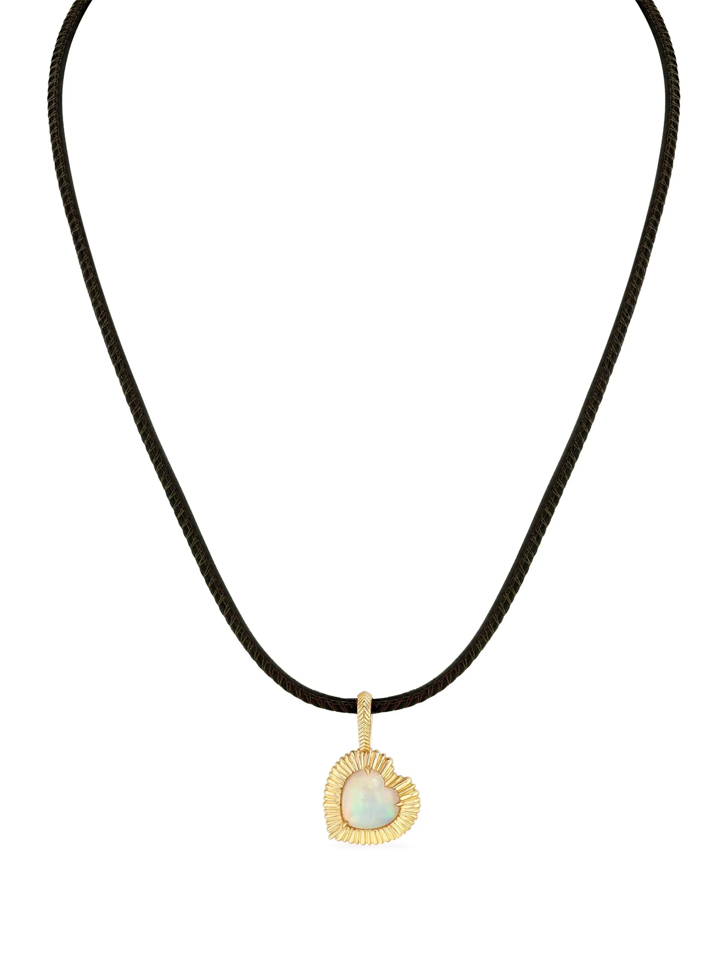 18K yellow gold Heart opal pendant necklace