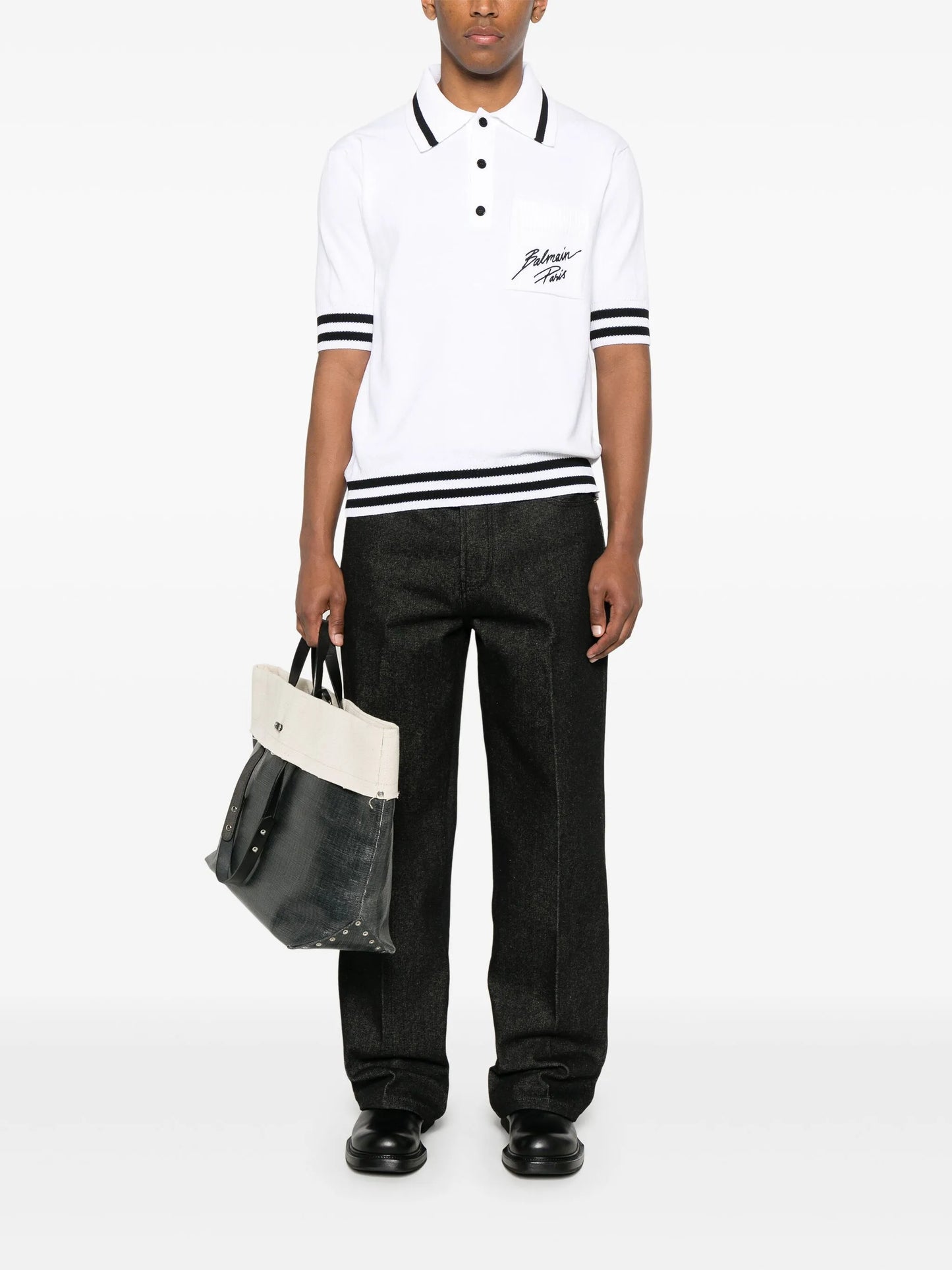 logo signature-embroidered polo shirt