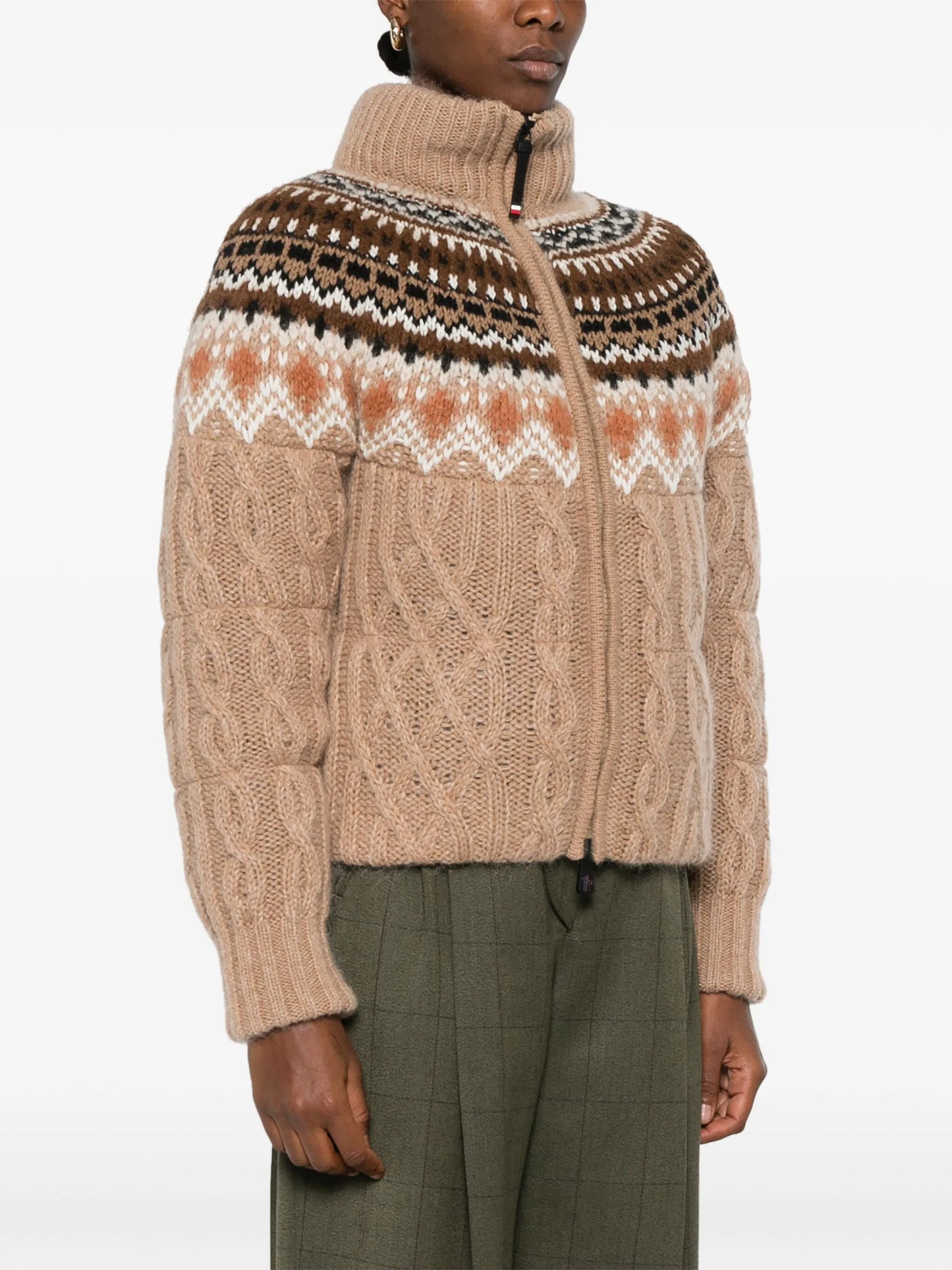 patterned-jacquard puffer jacket