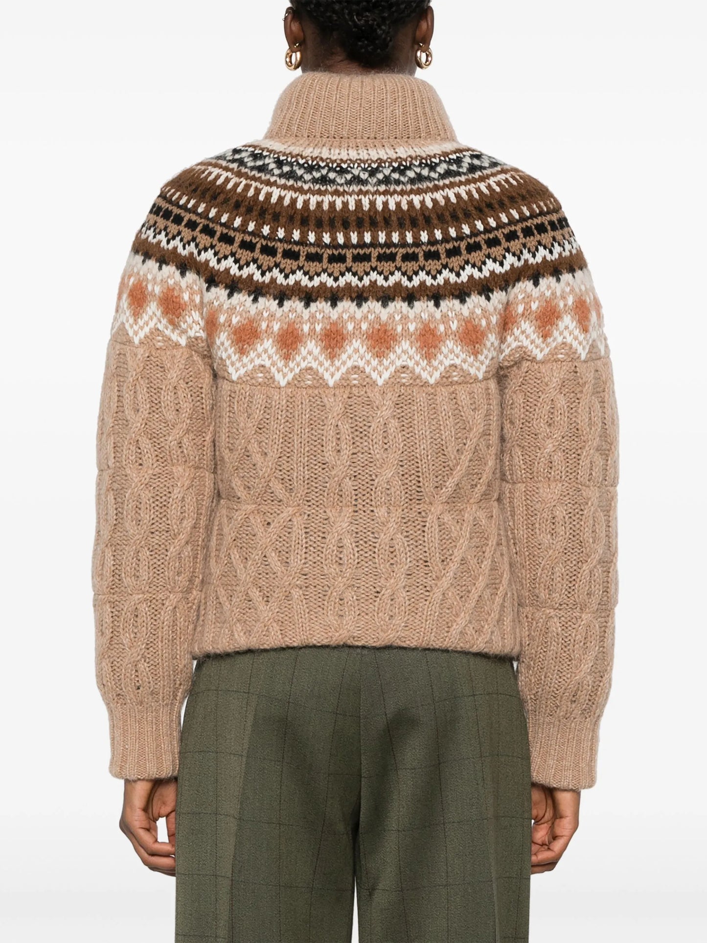 patterned-jacquard puffer jacket