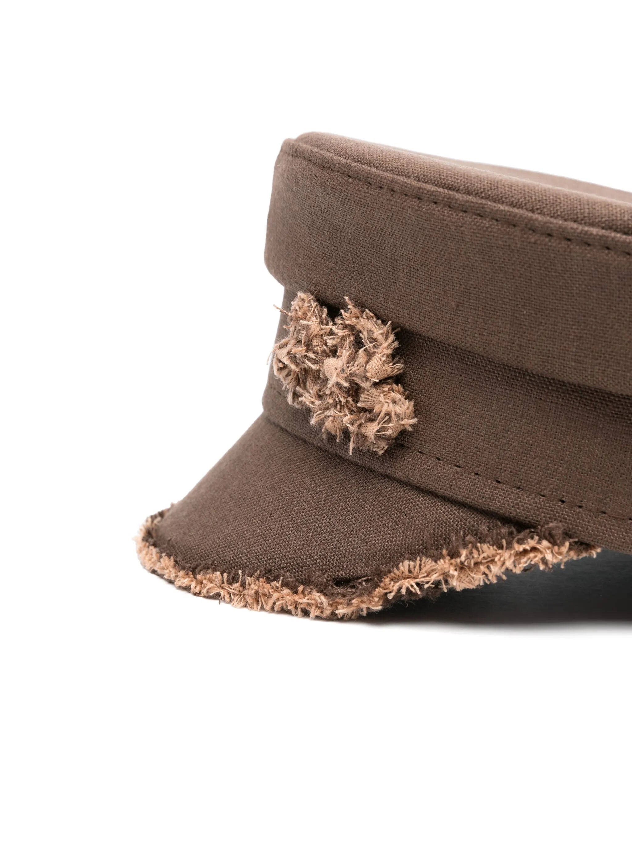 raw-edge baker boy hat