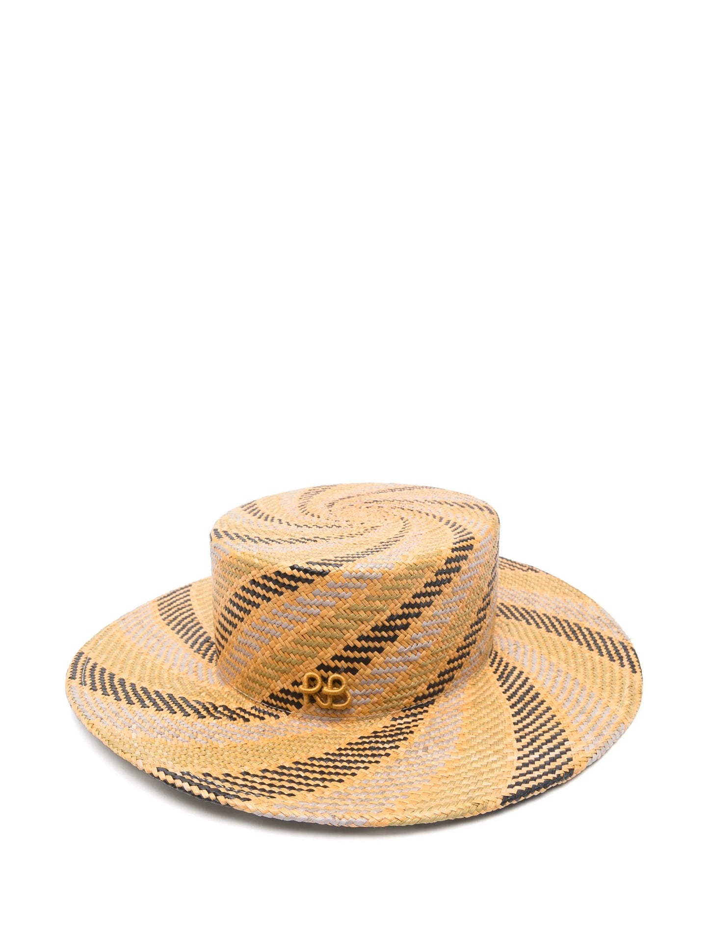 diagonal-stripe canotier hat