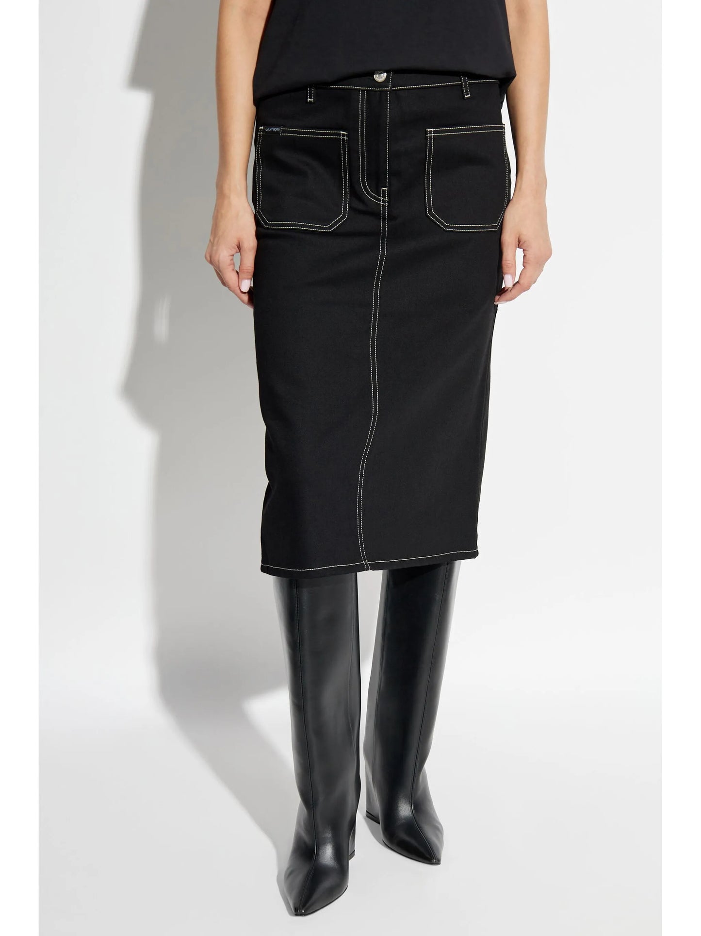 denim straight skirt