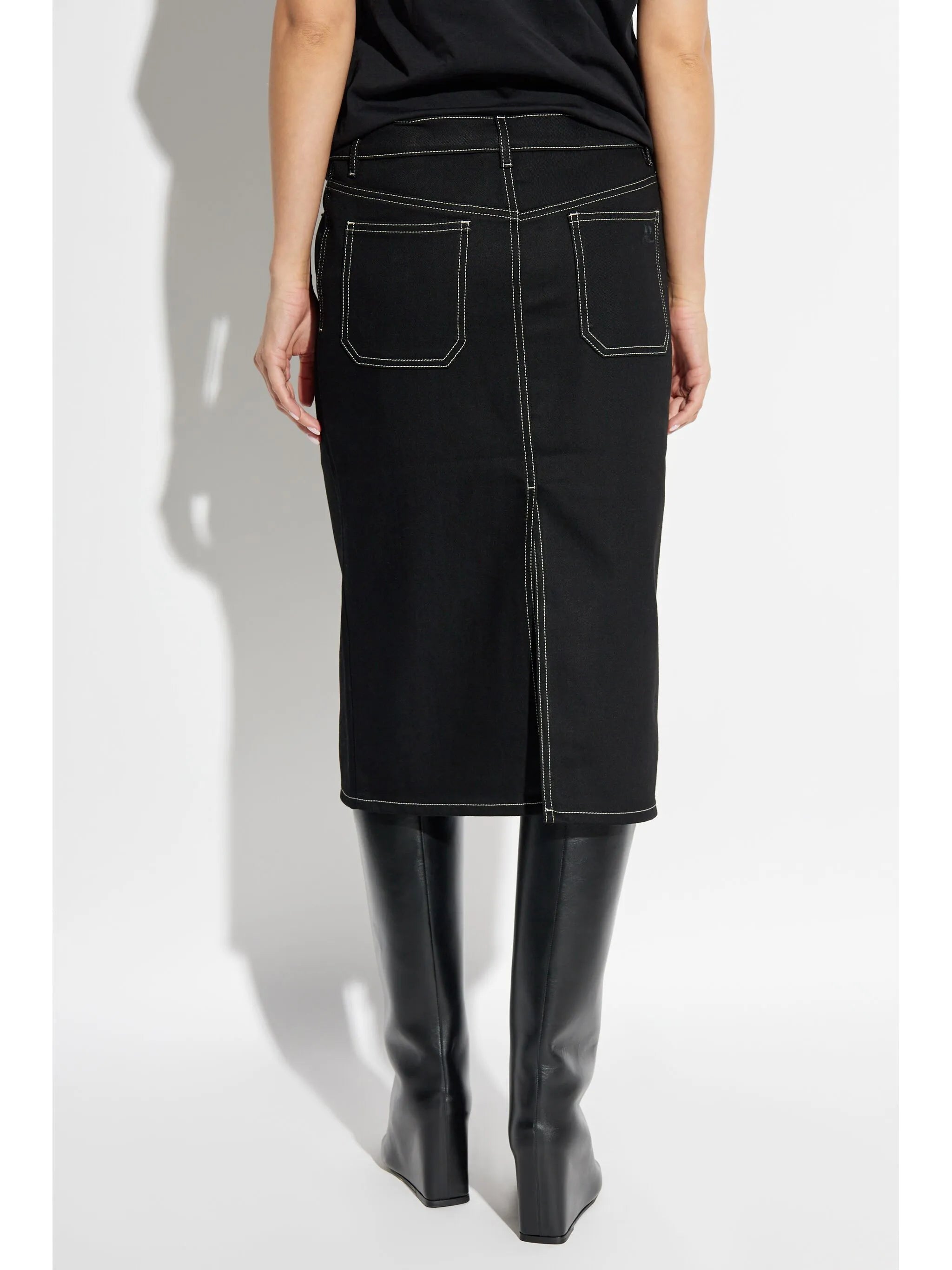 denim straight skirt