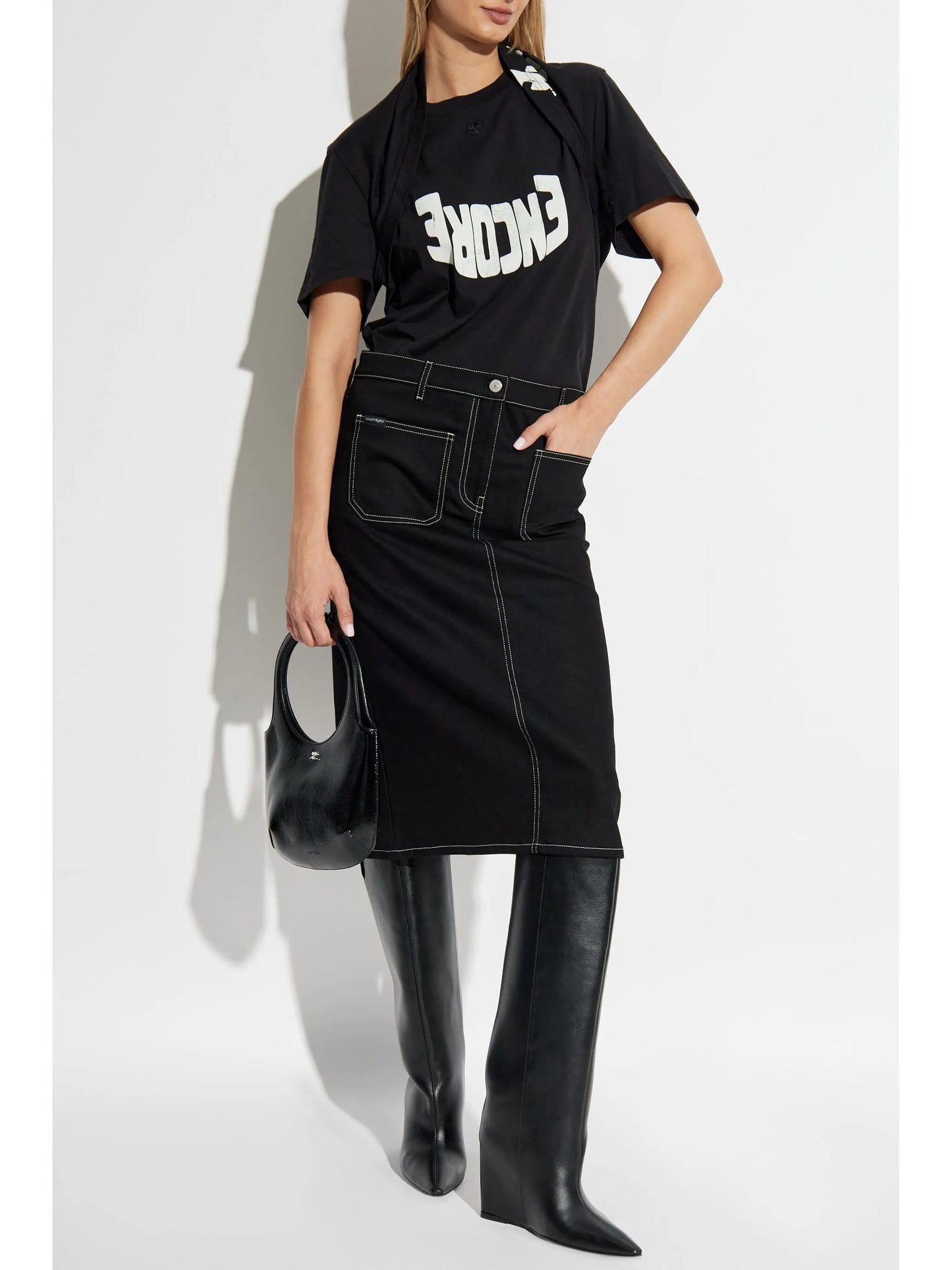 denim straight skirt