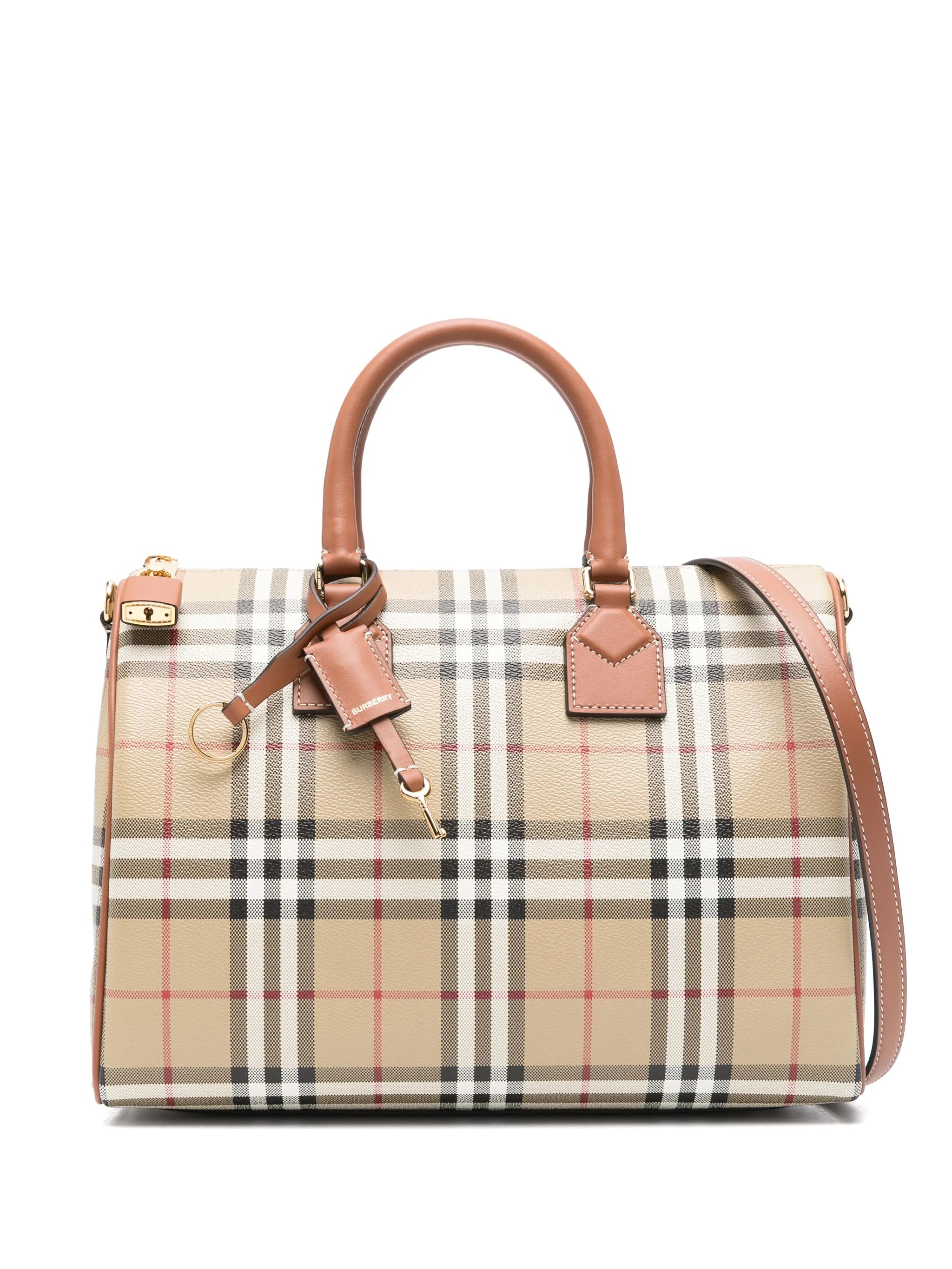 house check-pattern tote bag