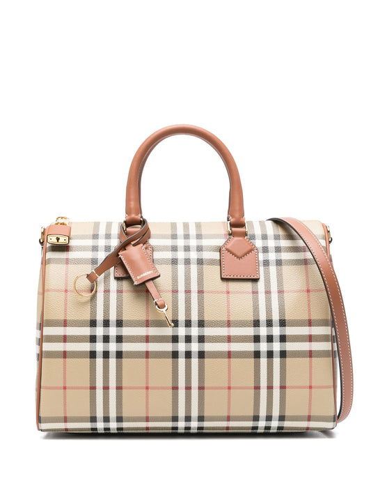 house check-pattern tote bag