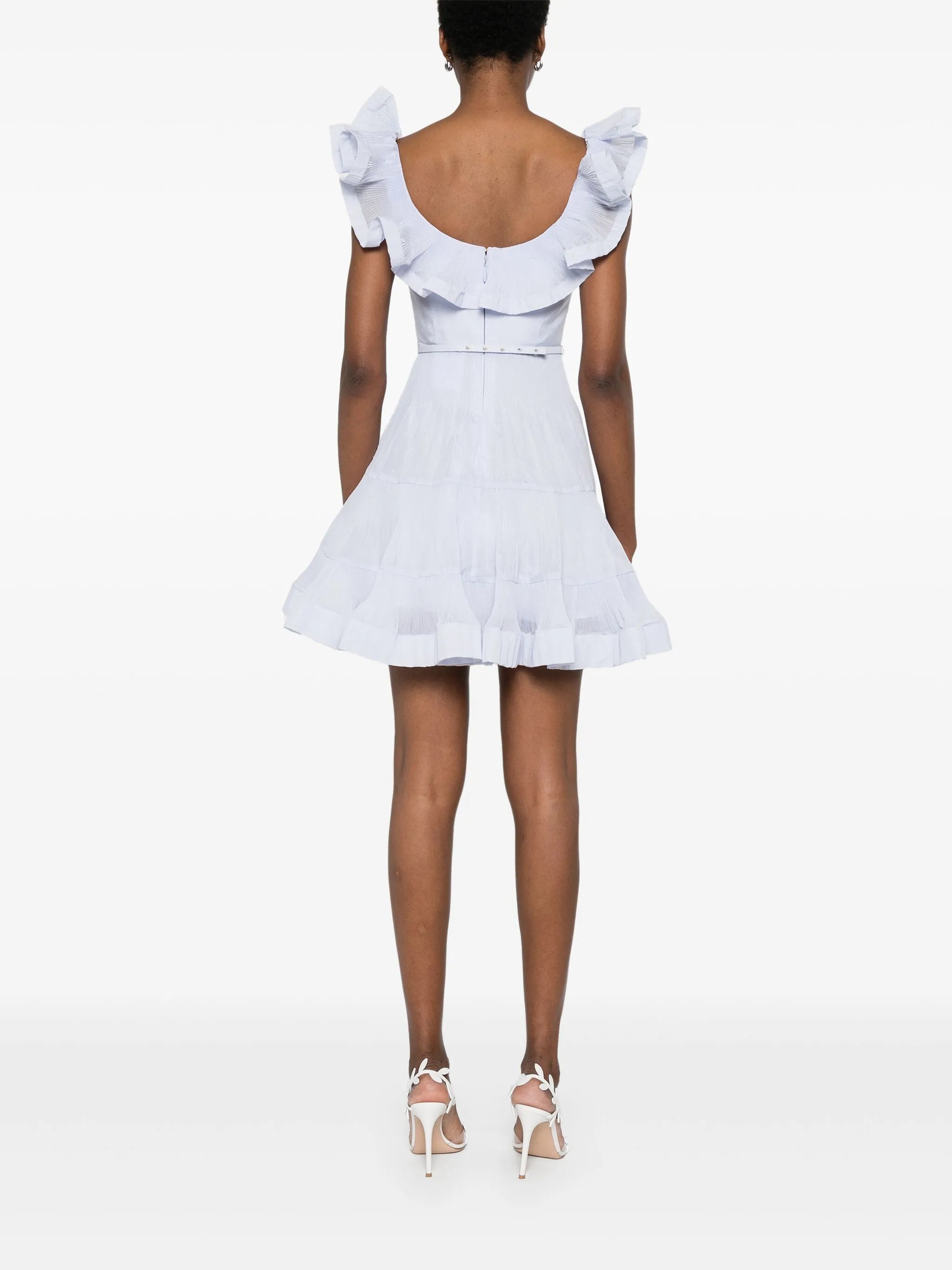 pleated frill mini dress