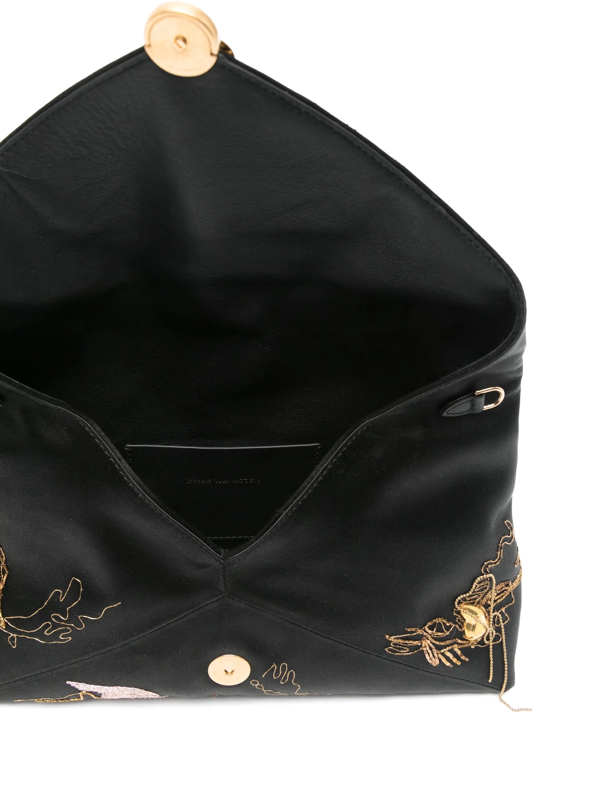 embroidered satin clutch bag
