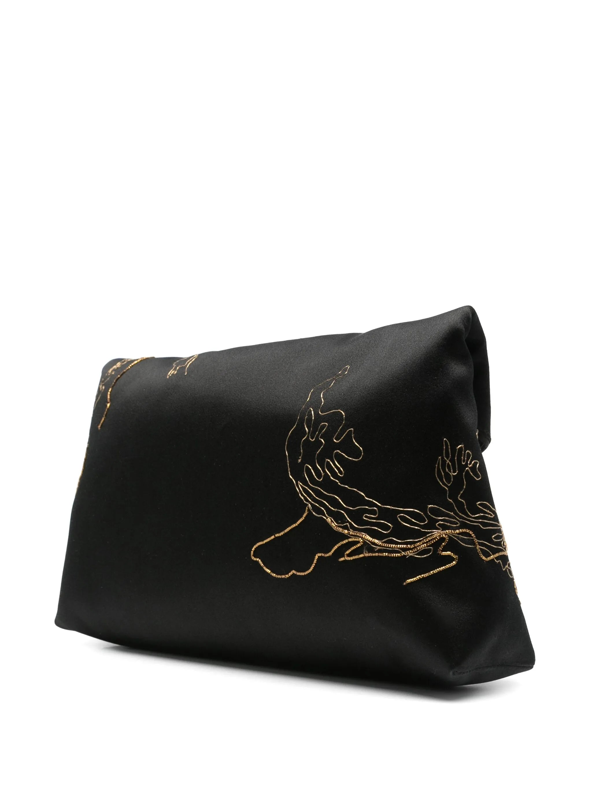 embroidered satin clutch bag