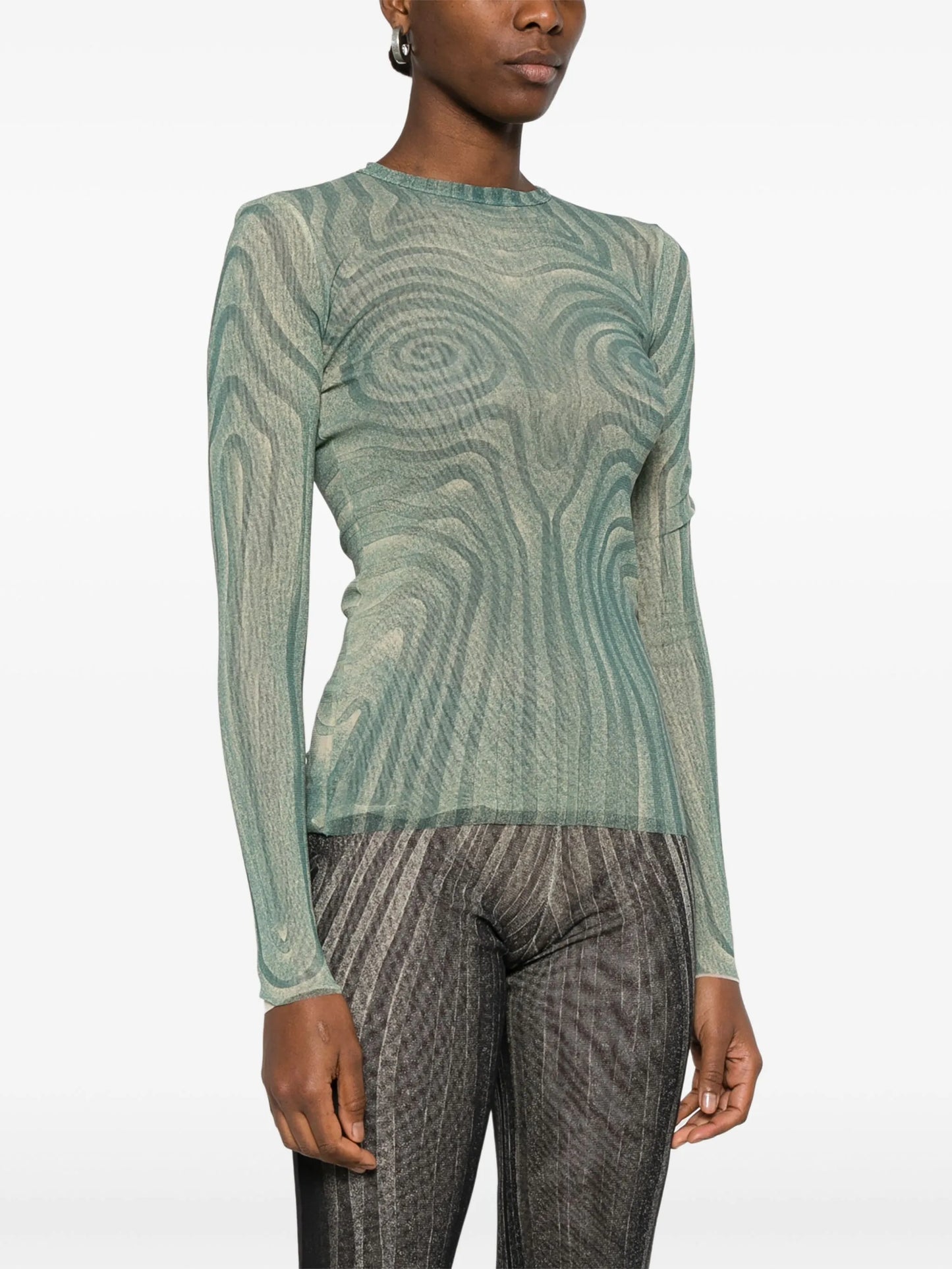spiral-print mesh top