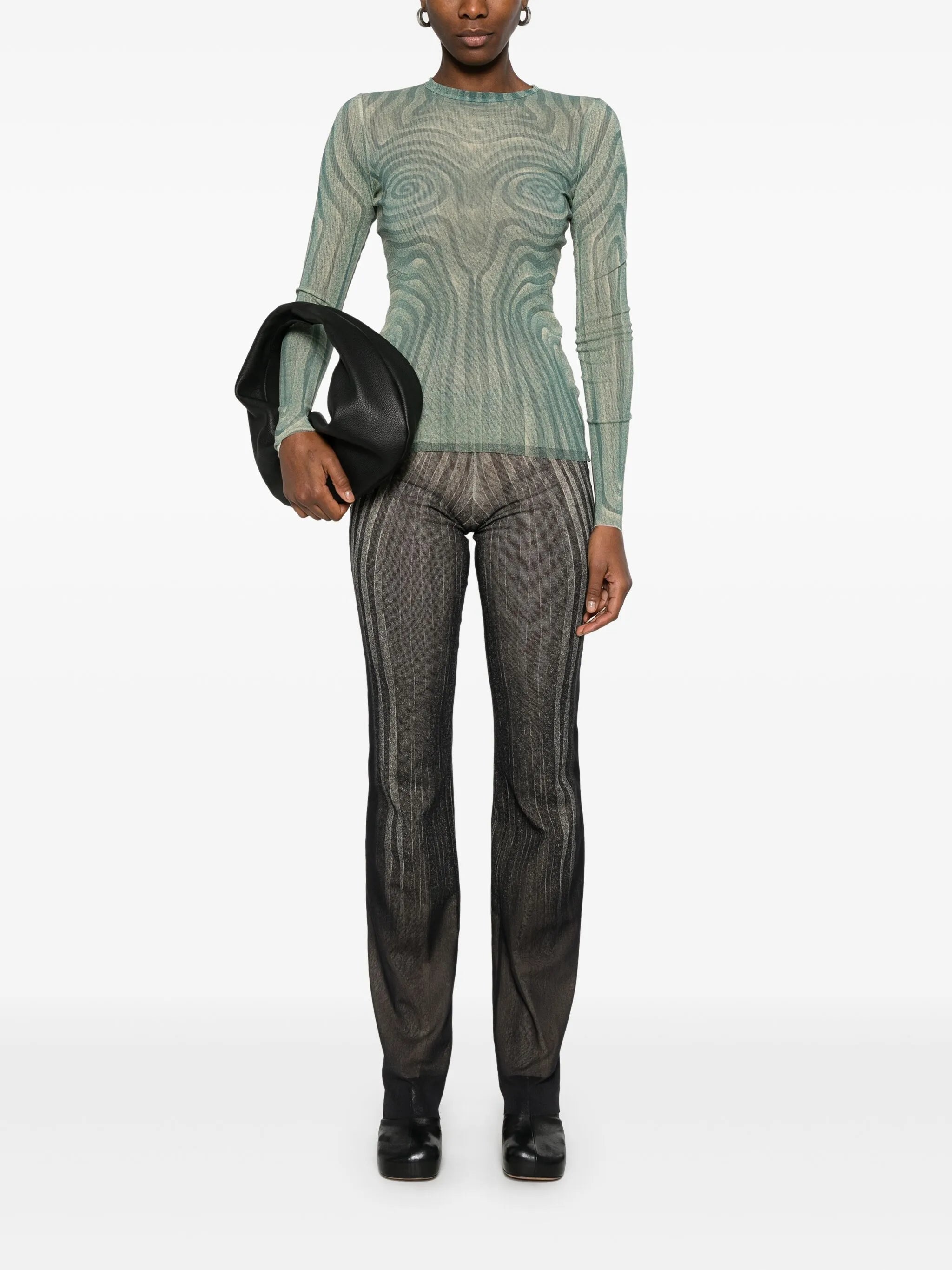 spiral-print mesh top