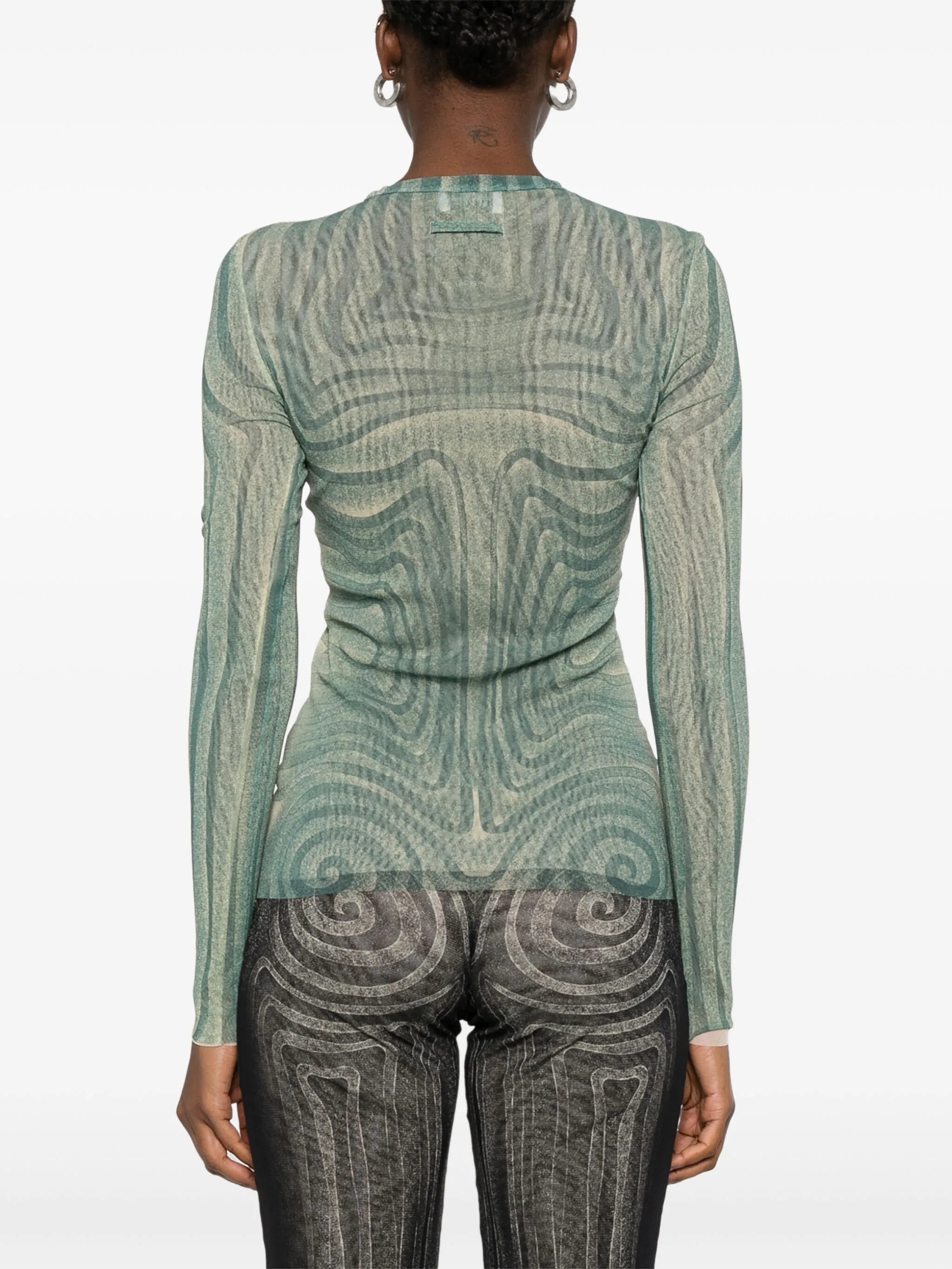 spiral-print mesh top