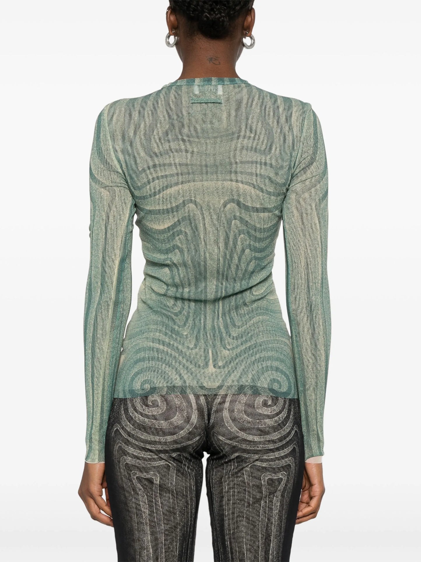 spiral-print mesh top