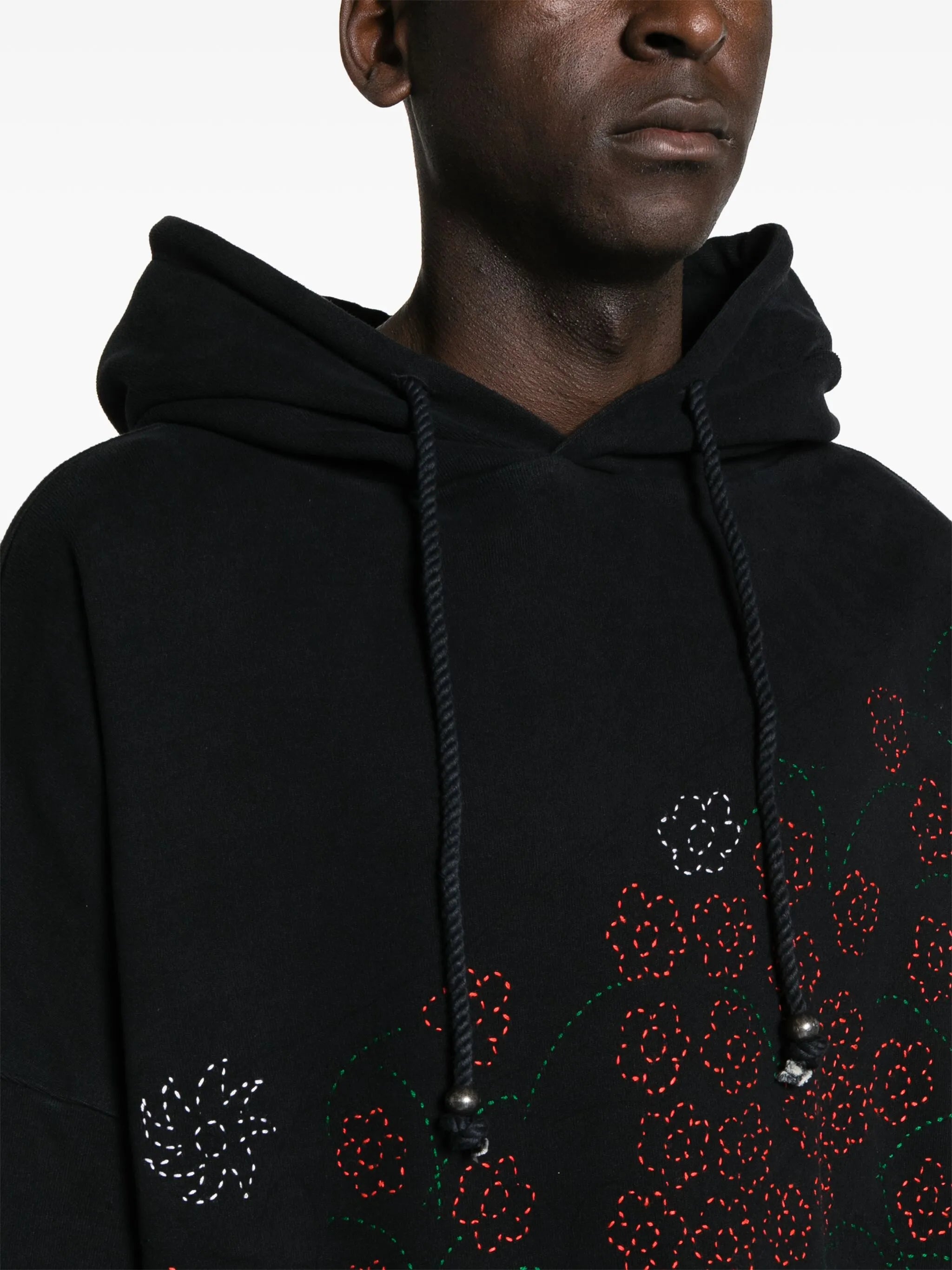floral-embroidered hoodie