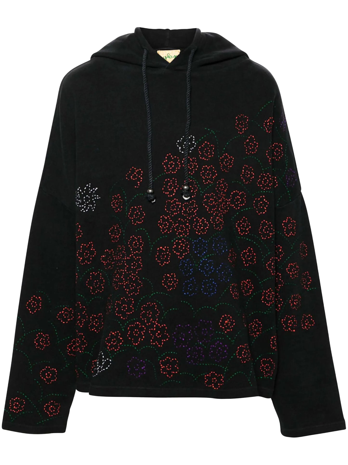floral-embroidered hoodie