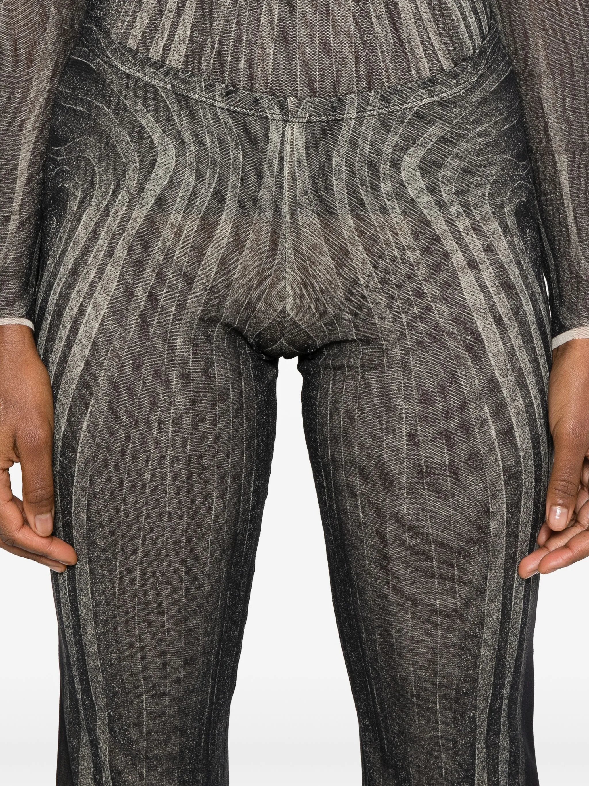 spiral-print trousers