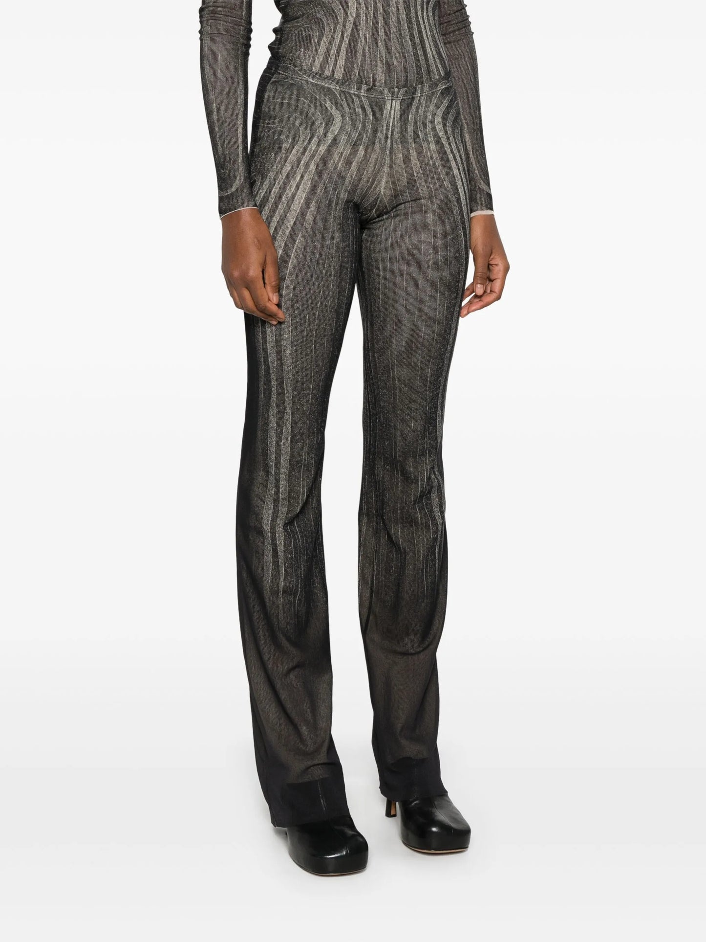 spiral-print trousers