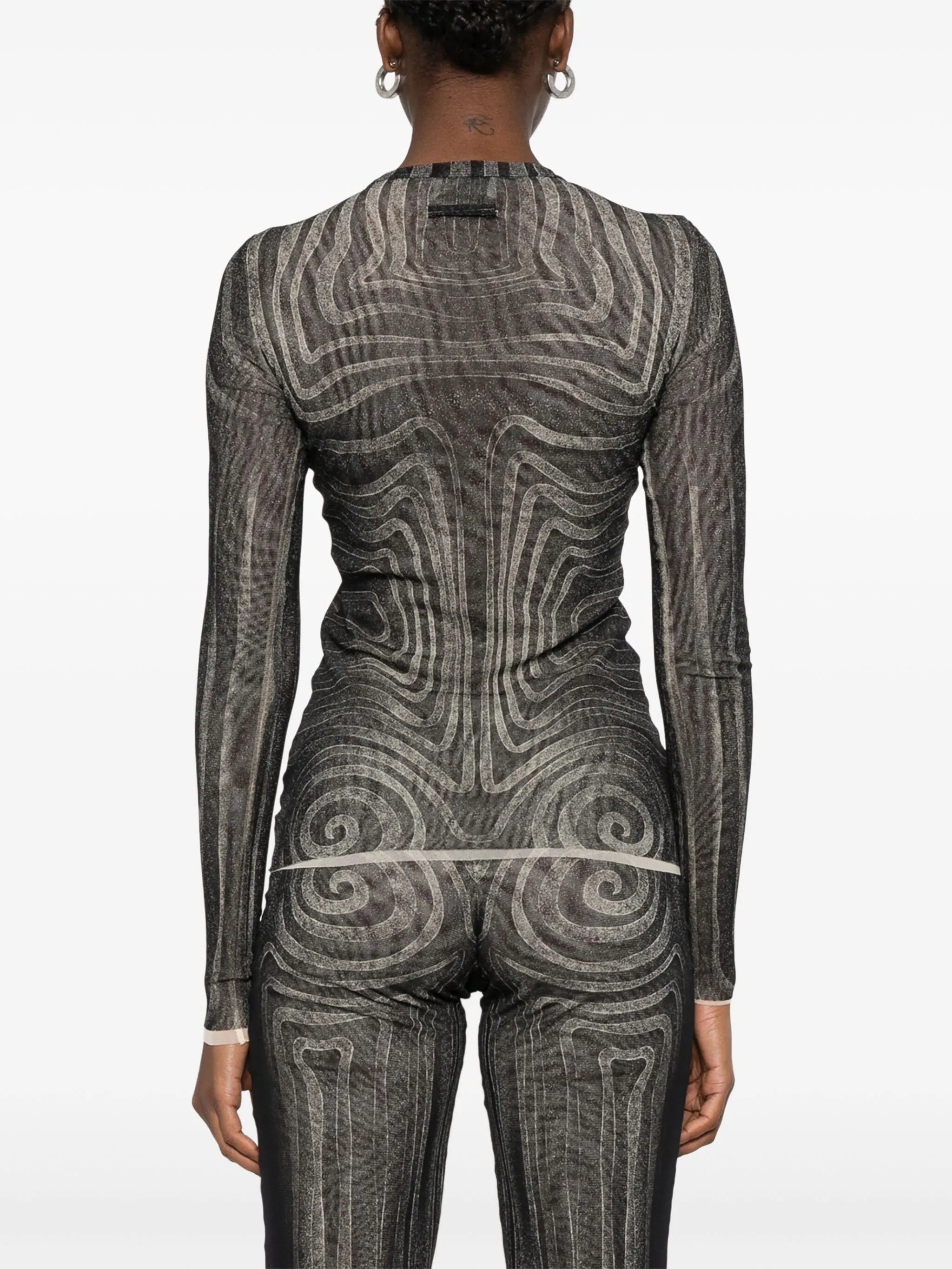 spiral-print mesh top