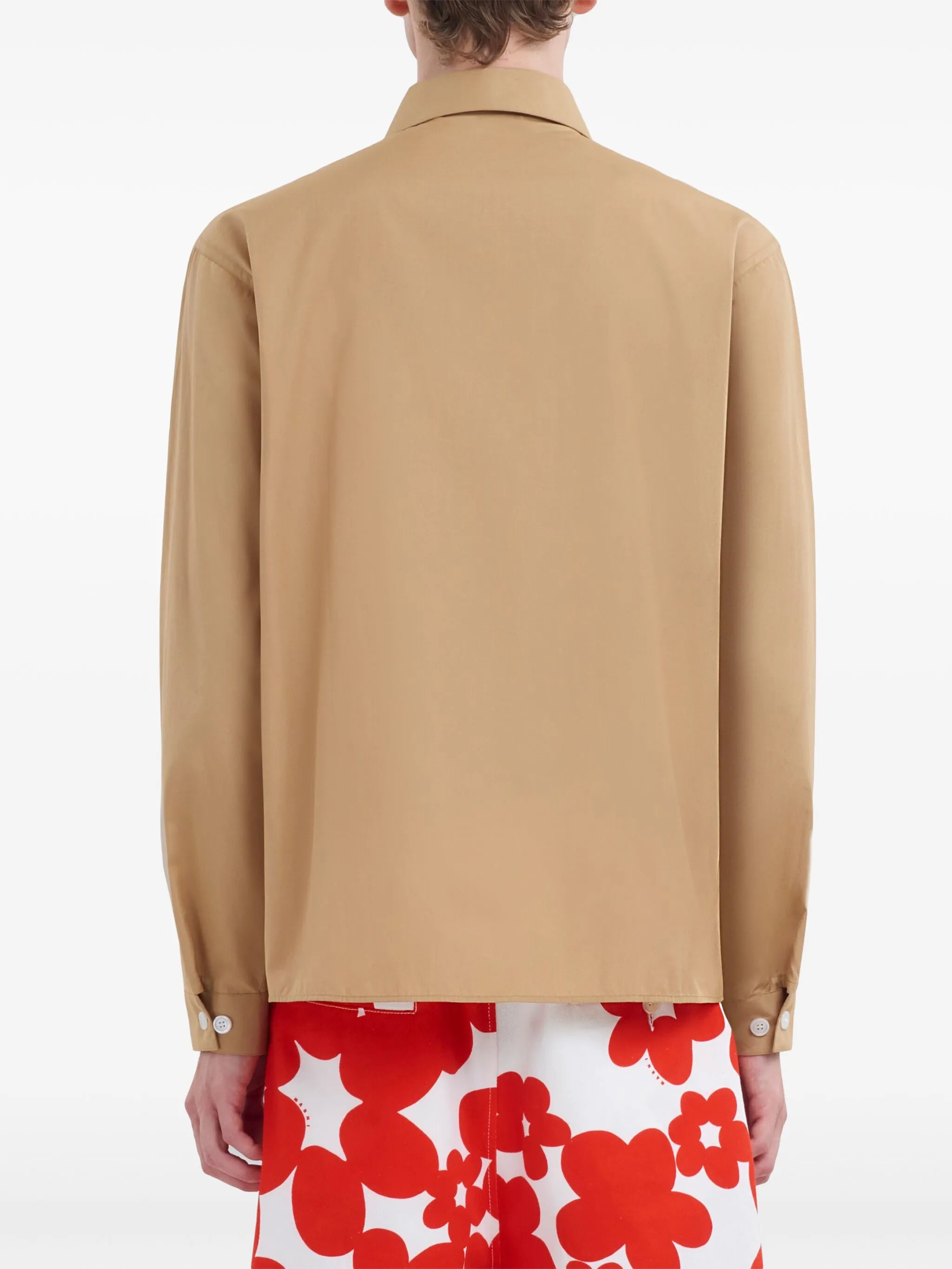 logo-print cotton shirt jacket