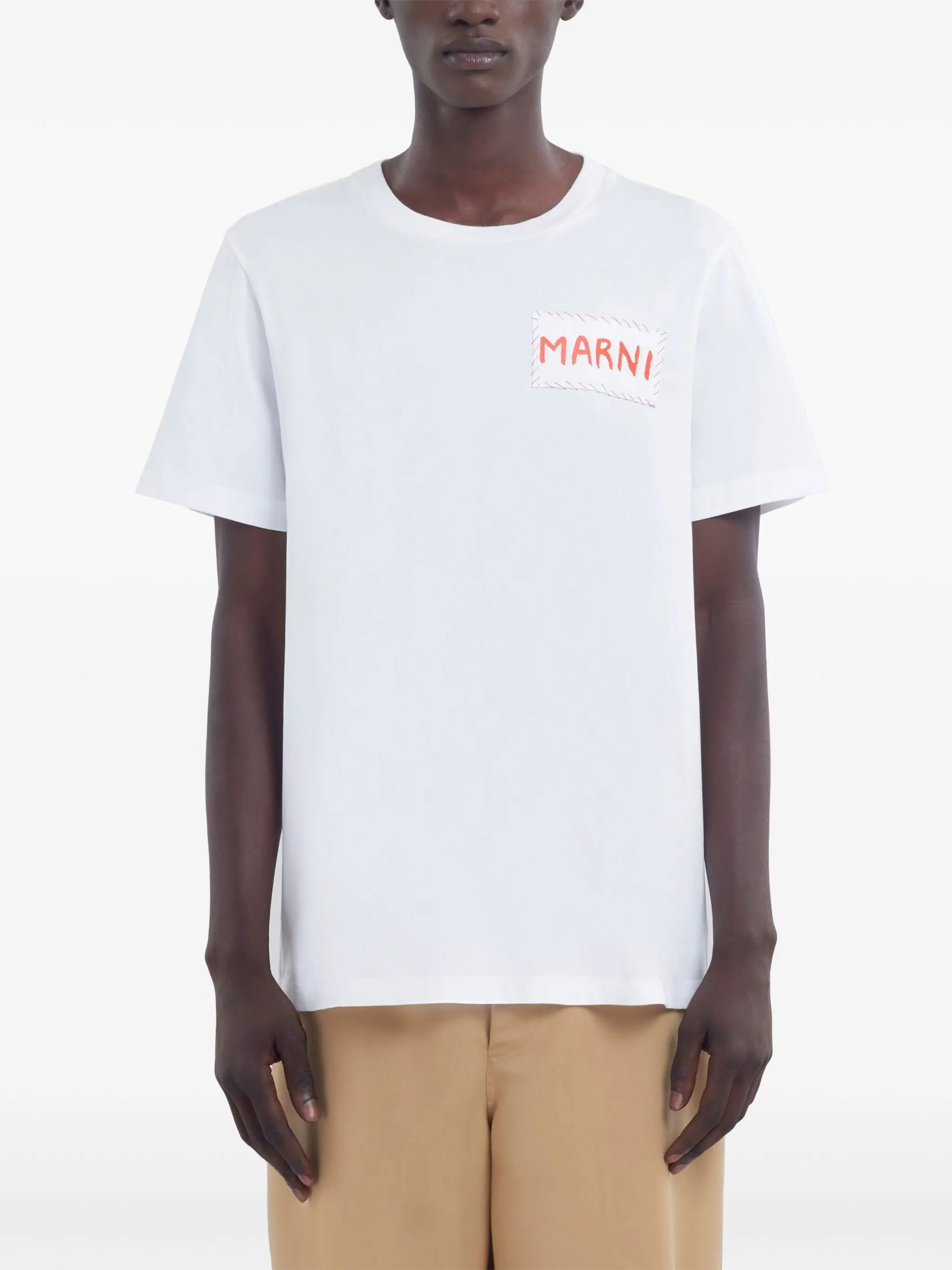 embroidered label T-shirt