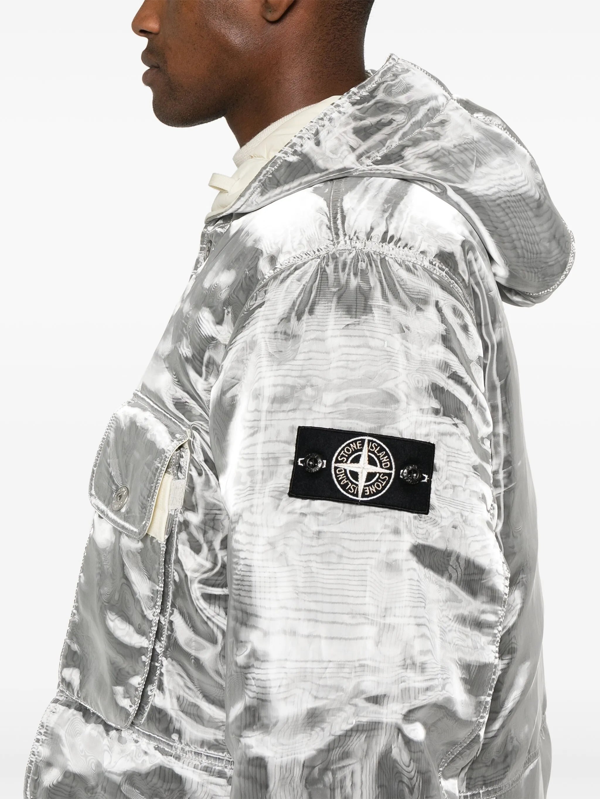 moire-effect puffer jacket