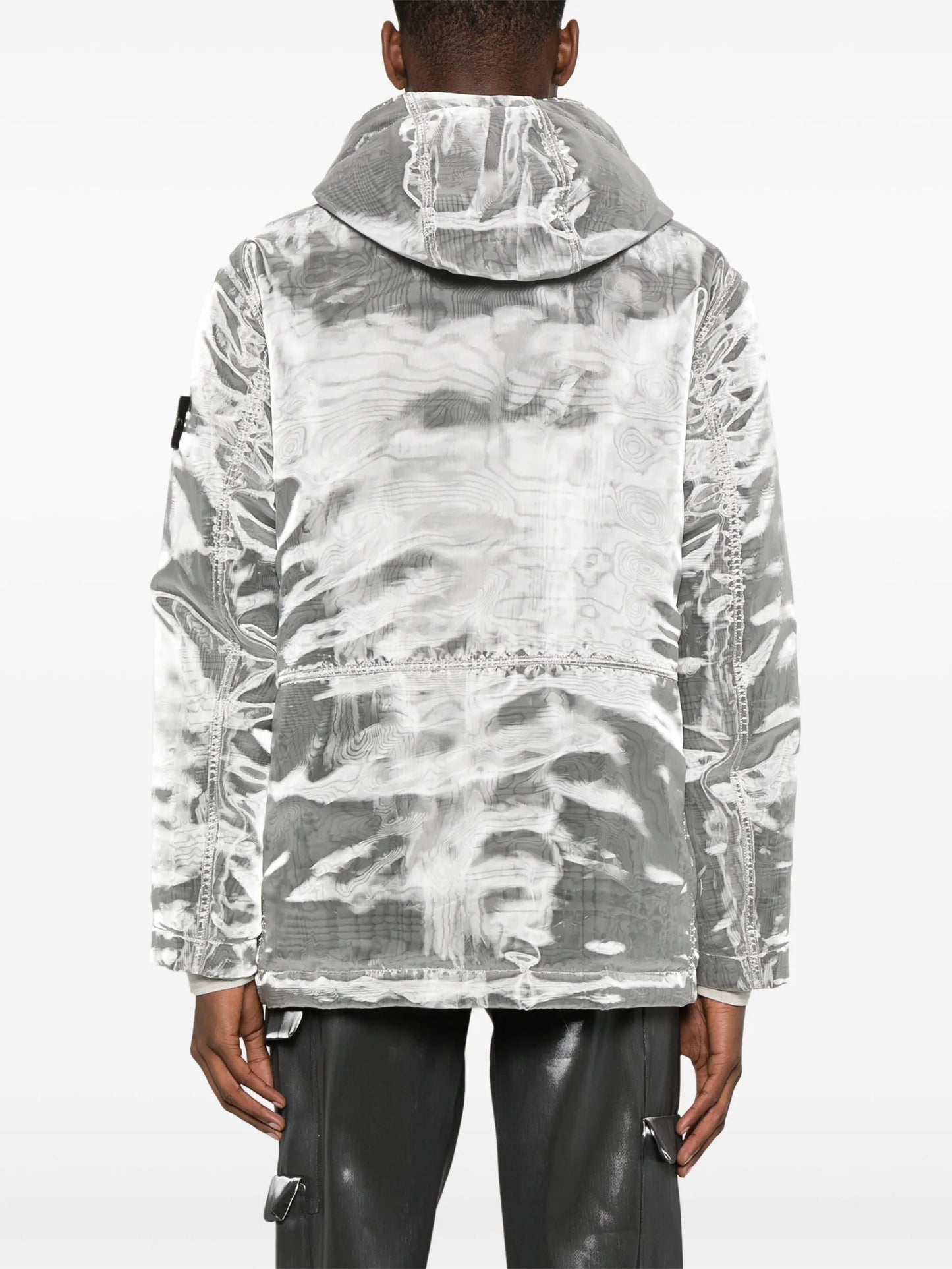 moire-effect puffer jacket