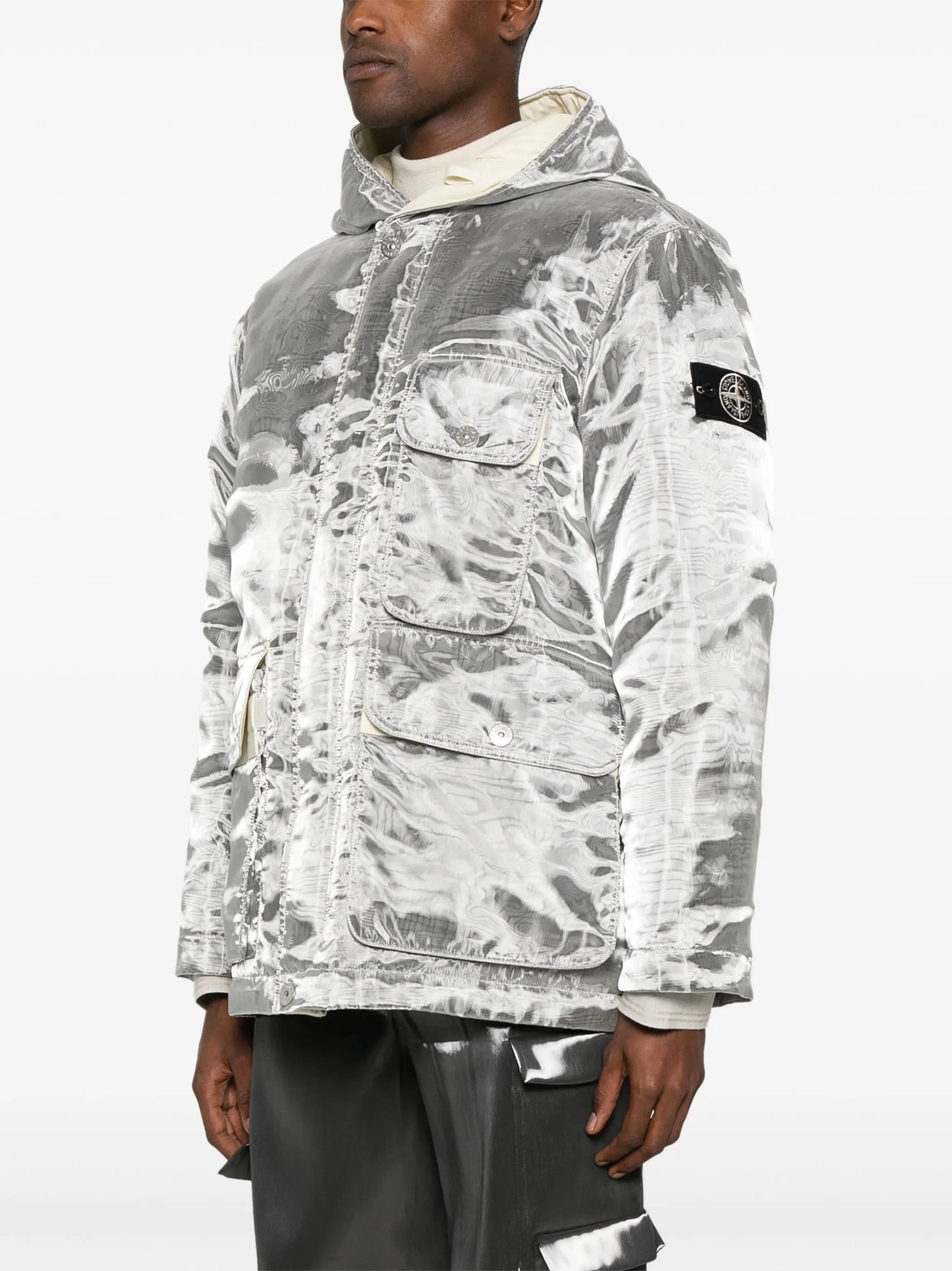 moire-effect puffer jacket