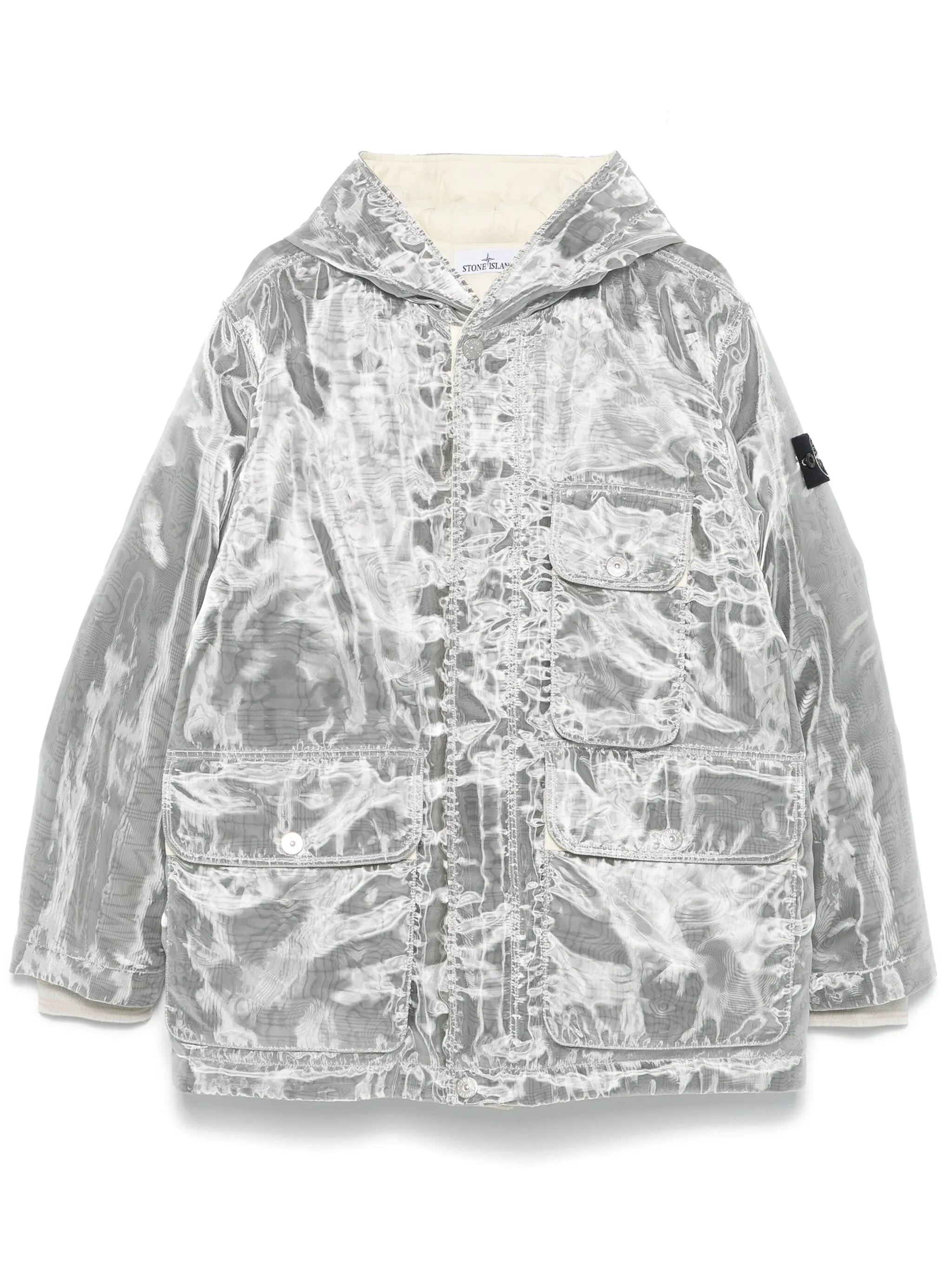 moire-effect puffer jacket