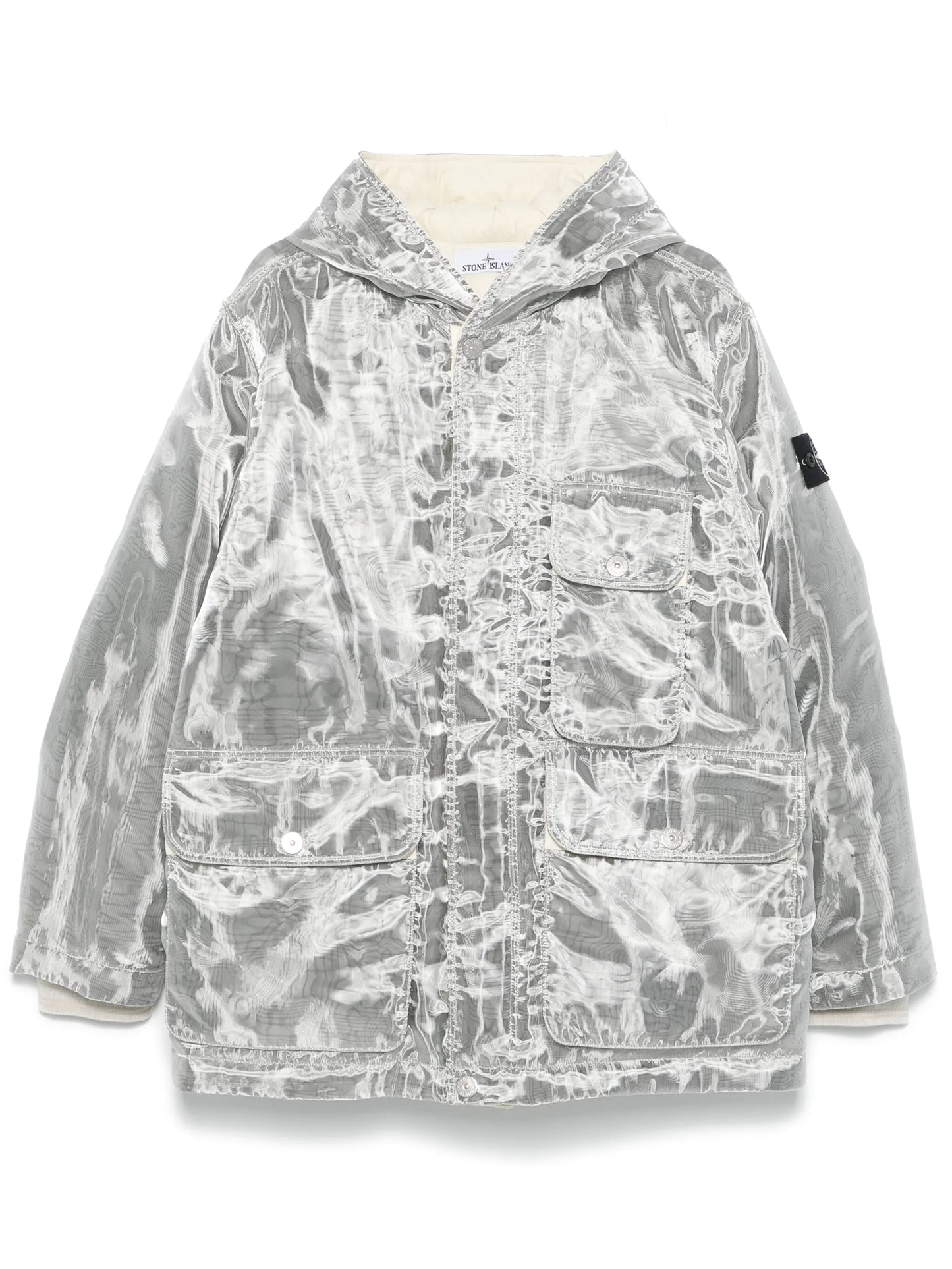 moire-effect puffer jacket